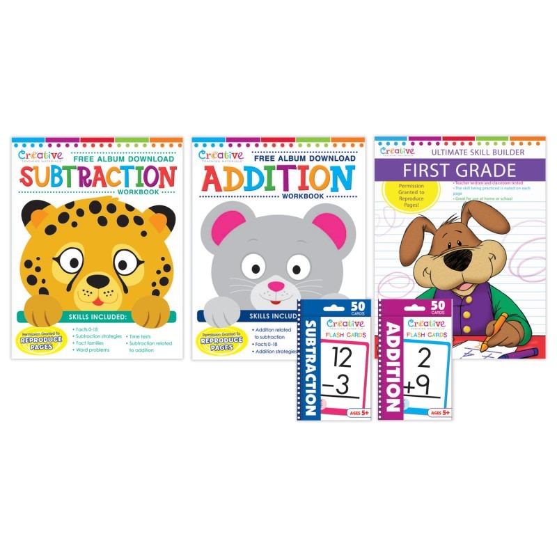 Creative Teaching Materials First Grade Skills Workbook & Flashcard Bundle