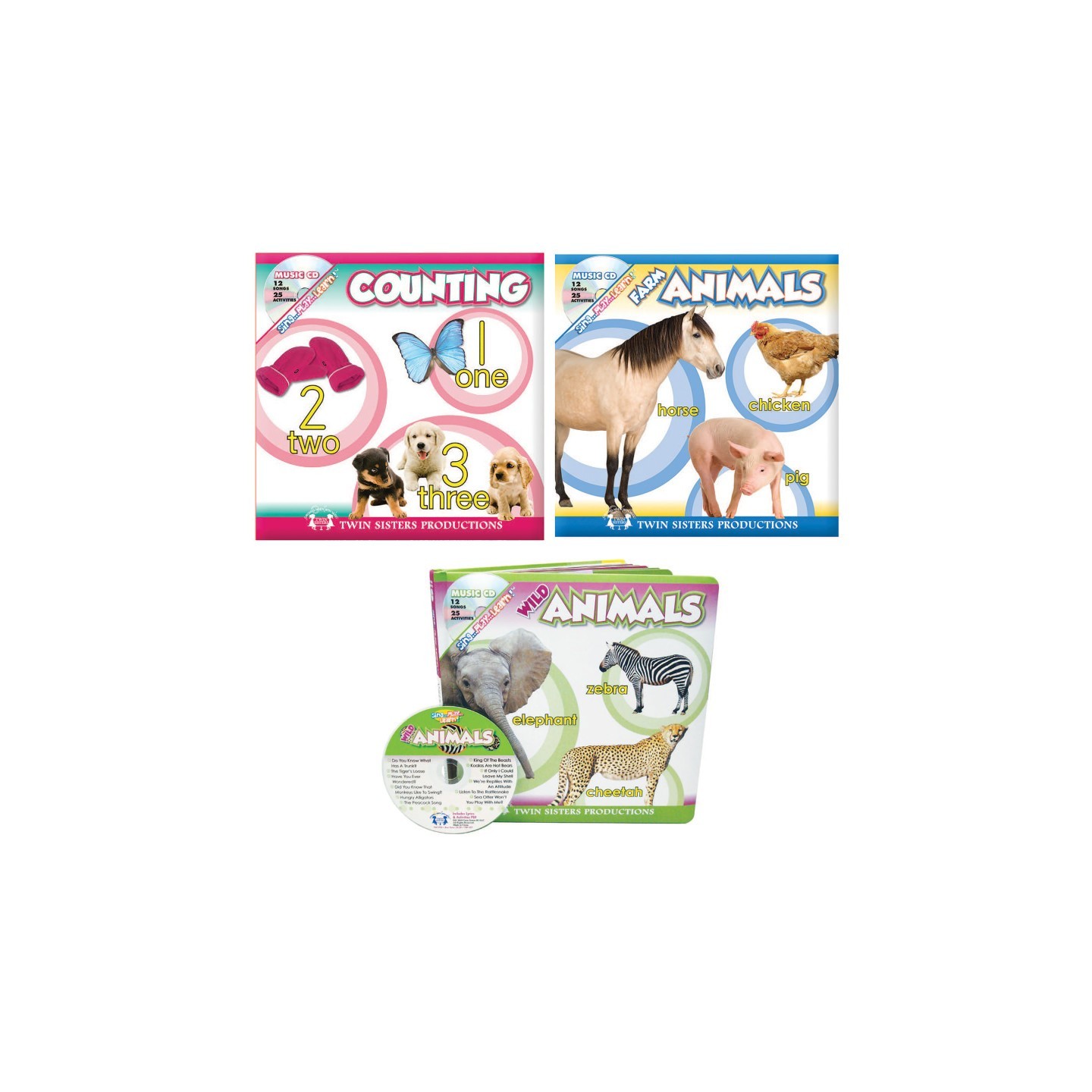 Twin Sisters Productions Board Book Bundle with CD, Set of 3