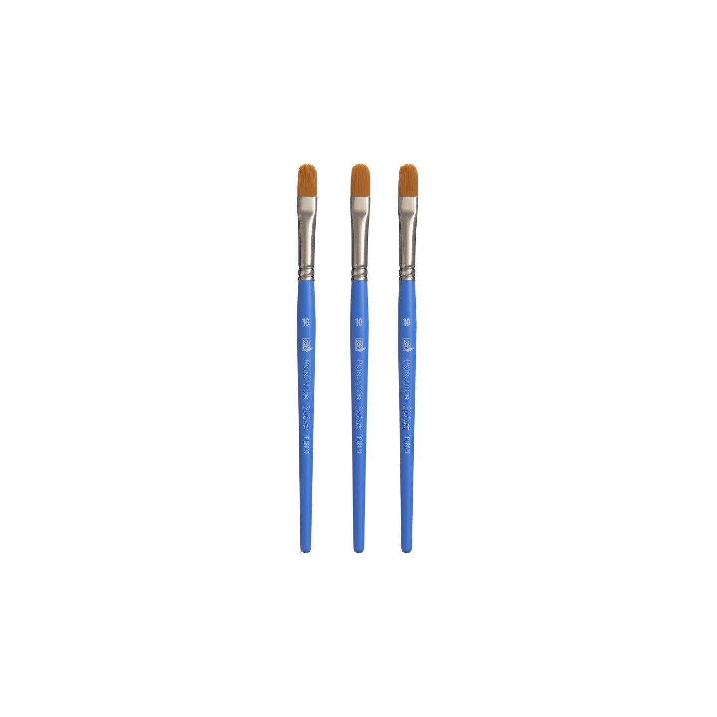 Princeton Select Artiste Filbert Brush, Synthetic Bristles, Short Handle Mixed Media Paintbrush, Jewel Blue, Size 10, Pack of 3