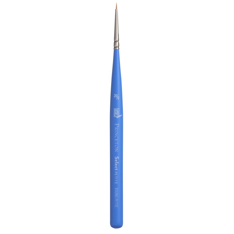 Princeton Select Artiste Round Brush, Synthetic Bristles, Short Handle Mixed Media Paintbrush, Jewel Blue, Size 20/0, 1 Count