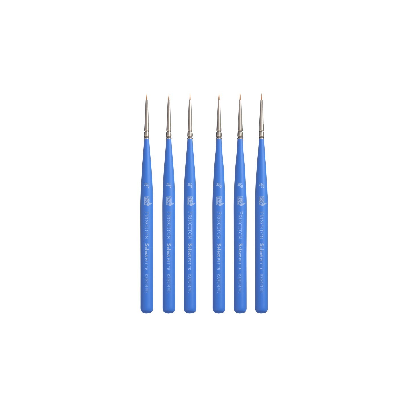 Princeton Select Artiste Round Brush, Synthetic Bristles, Short Handle Mixed Media Paintbrush, Jewel Blue, Size 20/0, Pack of 6