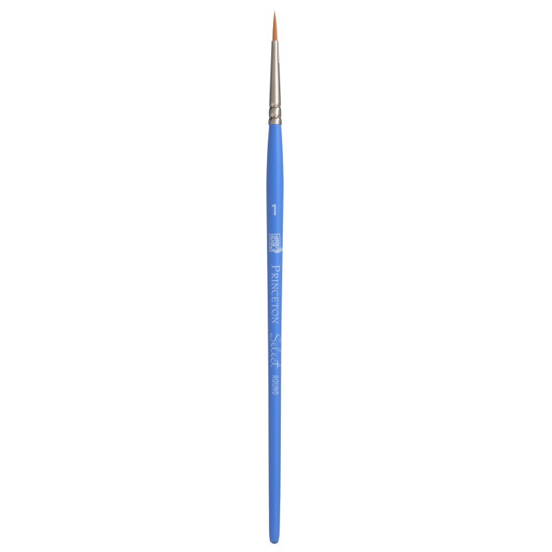 Princeton Select Artiste Round Brush, Synthetic Bristles, Short Handle Mixed Media Paintbrush, Jewel Blue, Size 1, 1 Count