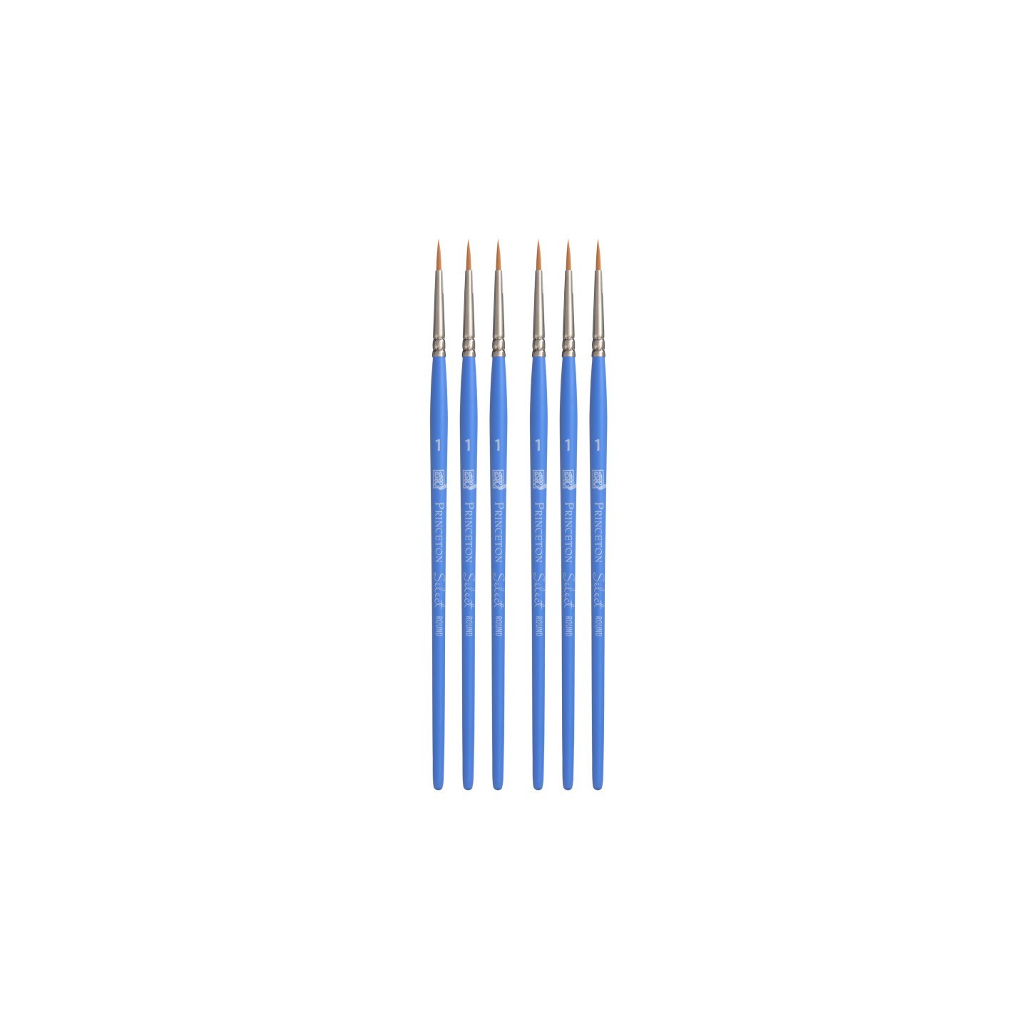 Princeton Select Artiste Round Brush, Synthetic Bristles, Short Handle Mixed Media Paintbrush, Jewel Blue, Size 1, Pack of 6