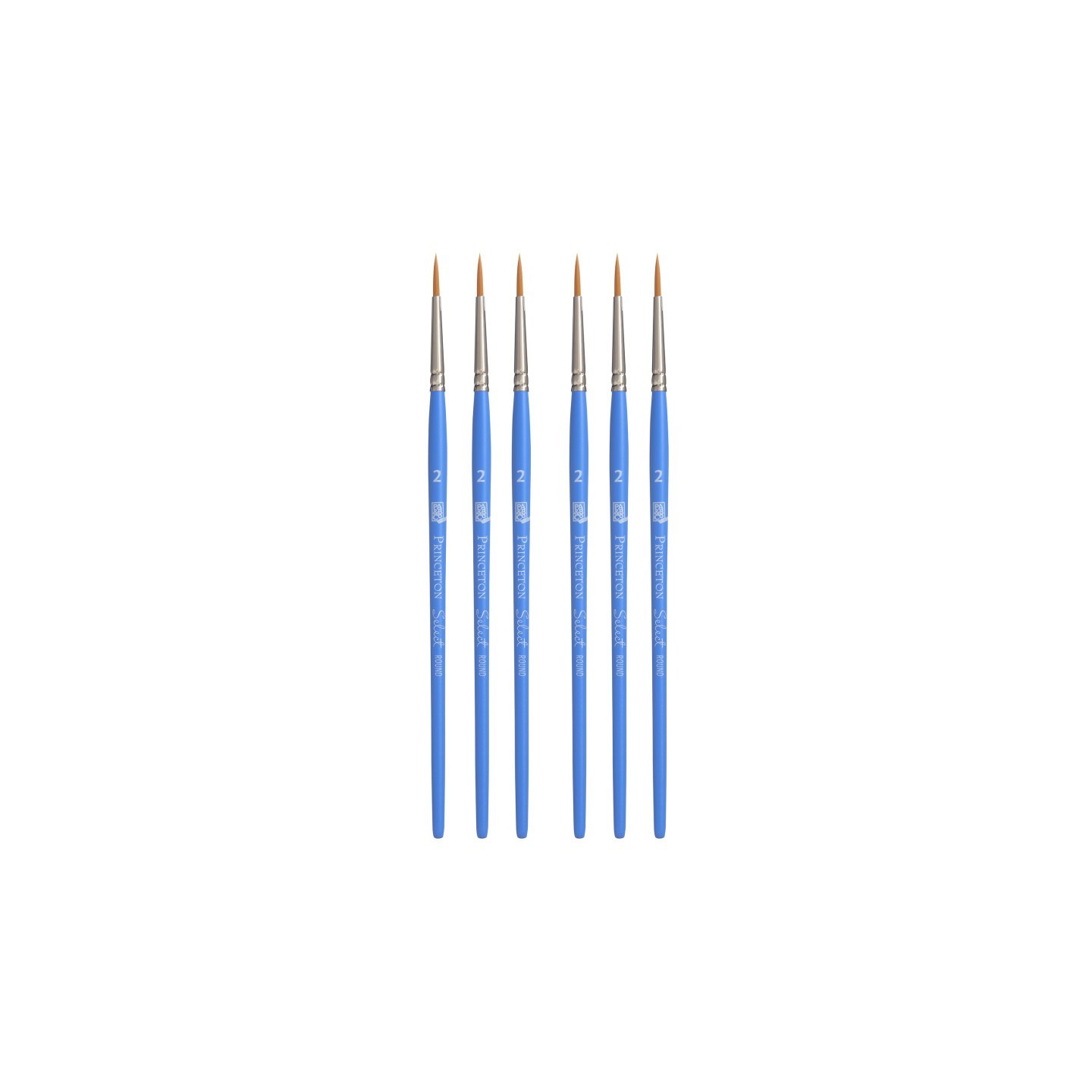 Princeton Select Artiste Round Brush, Synthetic Bristles, Short Handle Mixed Media Paintbrush, Jewel Blue, Size 2, Pack of 6