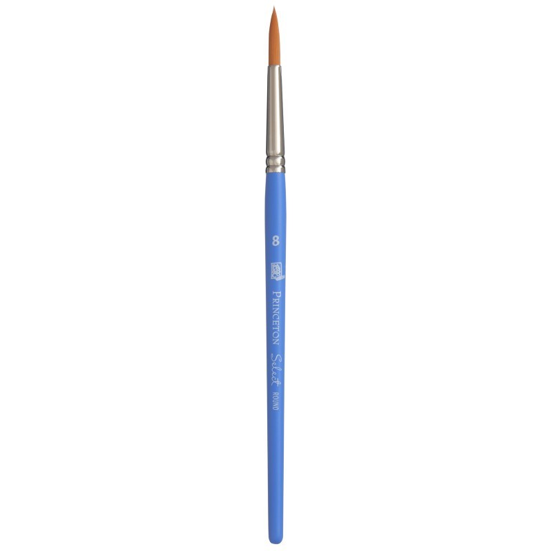 Princeton Select Artiste Round Brush, Synthetic Bristles, Short Handle Mixed Media Paintbrush, Jewel Blue, Size 8, 1 Count