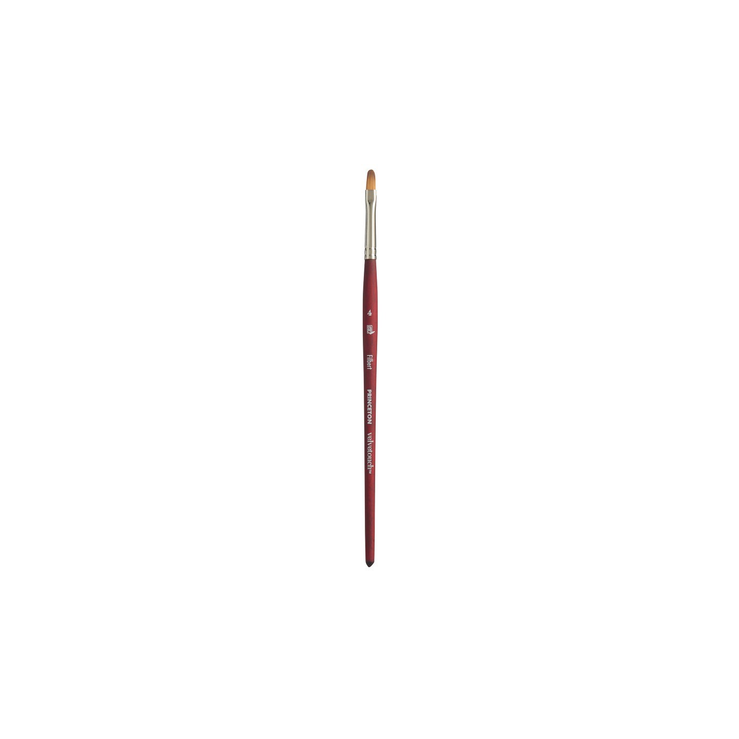 Princeton Velvetouch Filbert Brush, Synthetic Bristles, Short Handle Mixed Media Paintbrush, Scarlet, Size 4, 1 Count