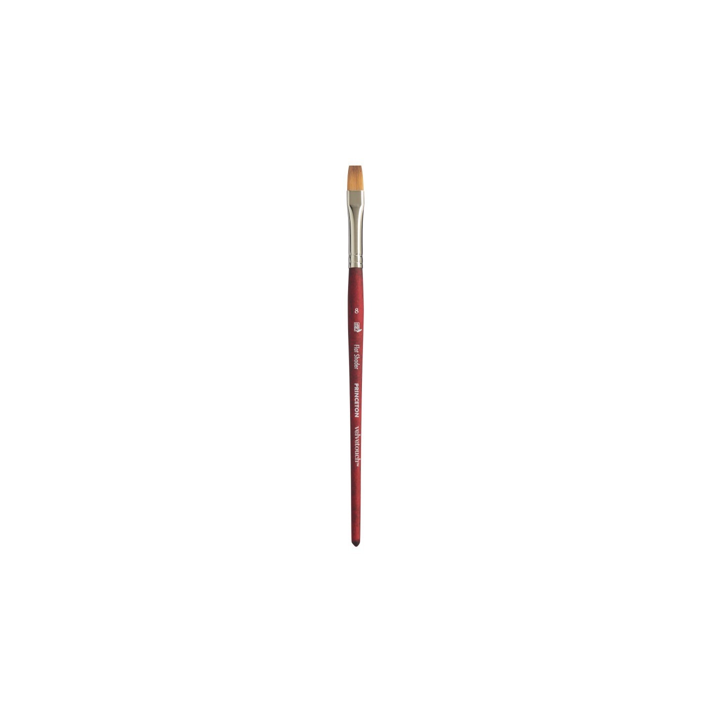 Princeton Velvetouch Flat Shader Brush, Synthetic Bristles, Short Handle Mixed Media Paintbrush, Scarlet, Size 8, 1 Count