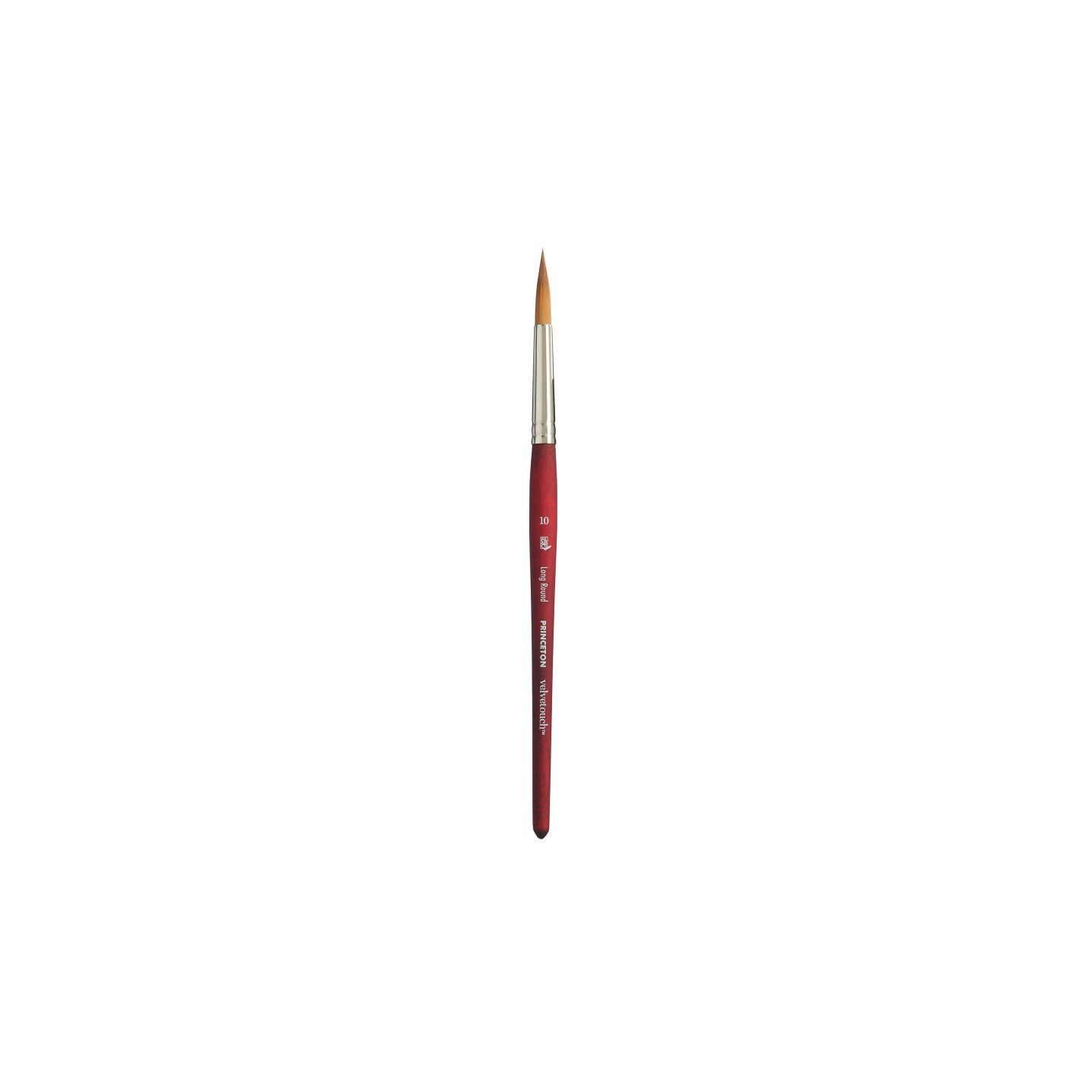 Princeton Velvetouch Long Round Brush, Synthetic Bristles, Short Handle Mixed Media Paintbrush, Scarlet, Size 10, 1 Count