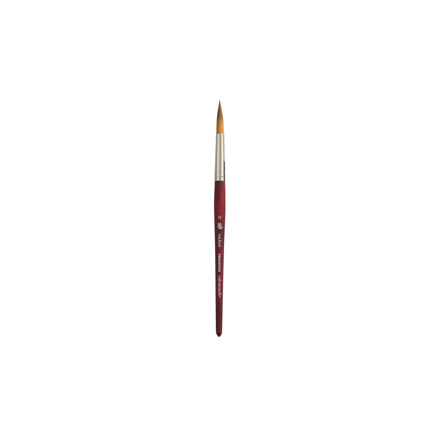 Princeton Velvetouch Long Round Brush, Synthetic Bristles, Short Handle Mixed Media Paintbrush, Scarlet, Size 12, 1 Count