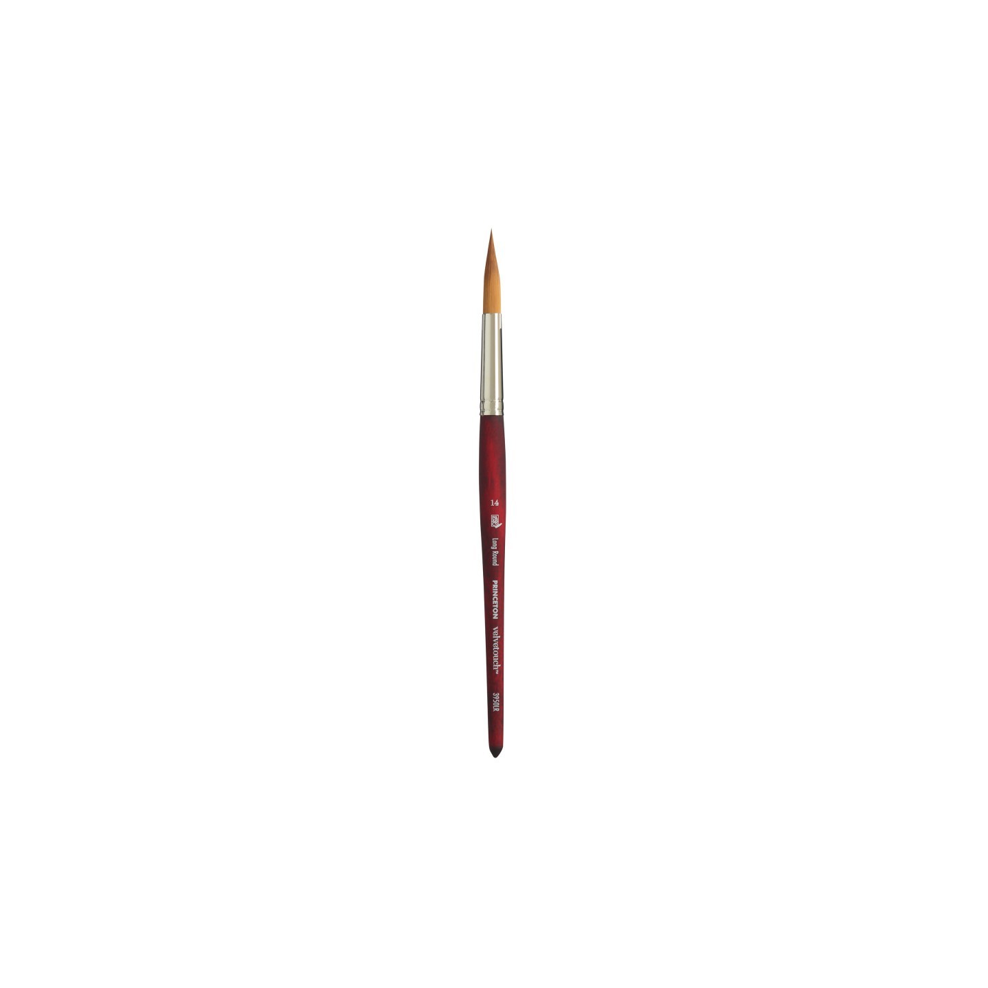 Princeton Velvetouch Long Round Brush, Synthetic Bristles, Short Handle Mixed Media Paintbrush, Scarlet, Size 14, 1 Count