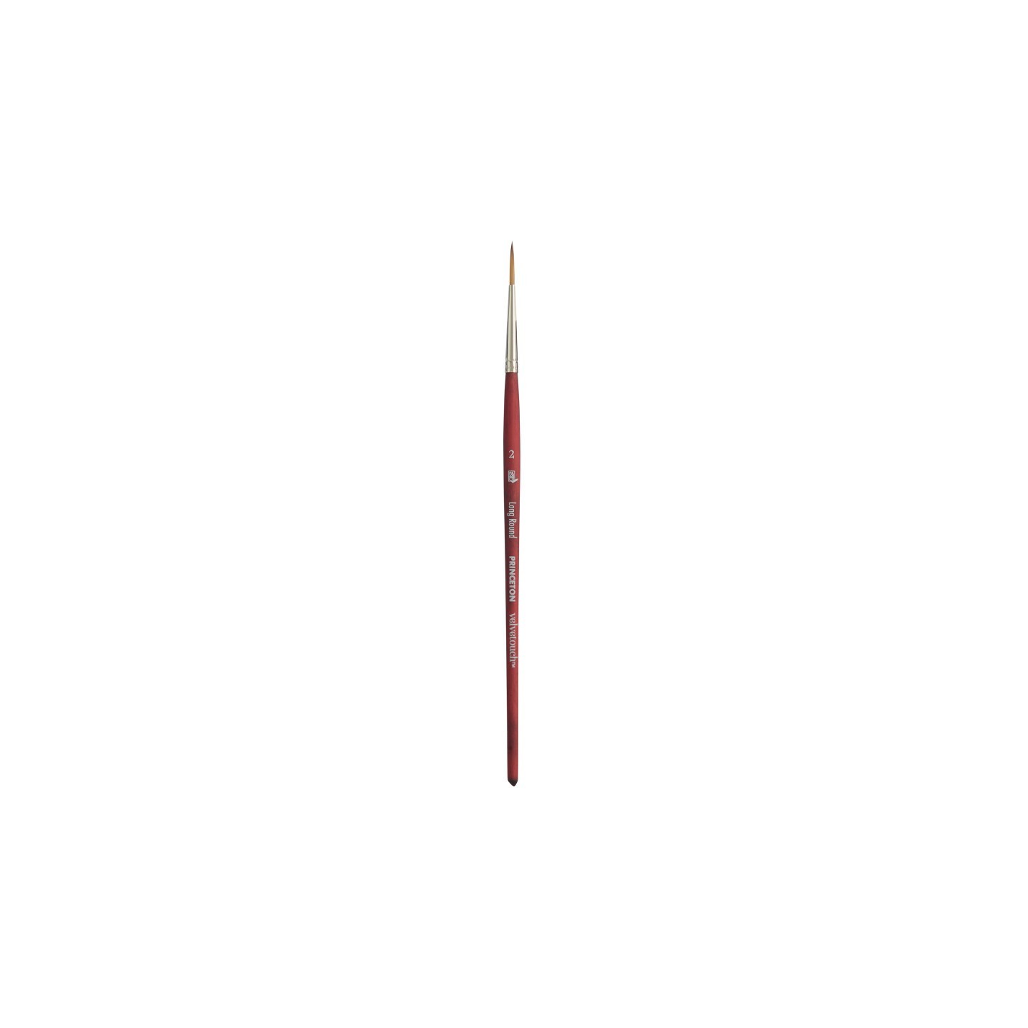Princeton Velvetouch Long Round Brush, Synthetic Bristles, Short Handle Mixed Media Paintbrush, Scarlet, Size 2, 1 Count