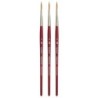 Princeton Velvetouch Long Round Brush, Synthetic Bristles, Short Handle Mixed Media Paintbrush, Scarlet, Size 4, Pack of 3
