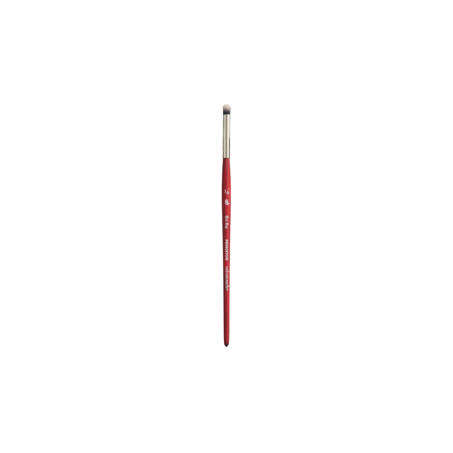 Princeton Velvetouch Mini Mop Brush, Synthetic Bristles, Short Handle Mixed Media Paintbrush, Scarlet, Size 1/8 inch, 1 Count