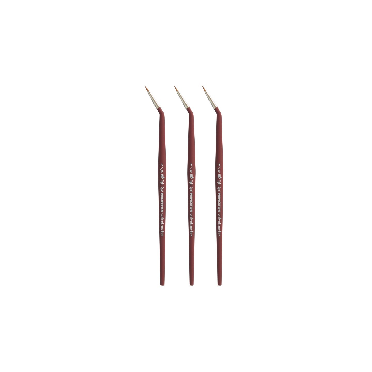 Princeton Velvetouch Minitightspt Brush, Synthetic Bristles, Short Handle Mixed Media Paintbrush, Scarlet, Size 3/0, Pack of 3
