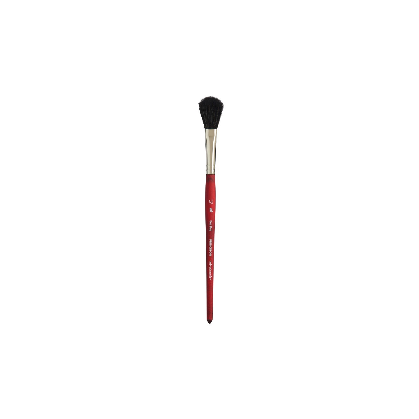 Princeton Velvetouch Oval Mop Brush, Synthetic Bristles, Short Handle Mixed Media Paintbrush, Scarlet, Size 1/2 inch, 1 Count