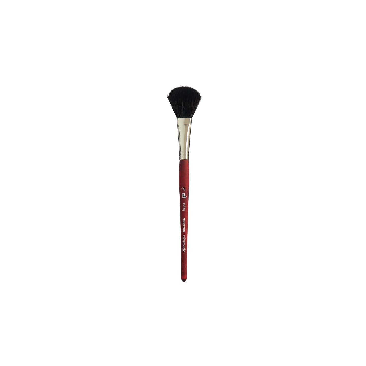 Princeton Velvetouch Oval Mop Brush, Synthetic Bristles, Short Handle Mixed Media Paintbrush, Scarlet, Size 3/4 inch, 1 Count