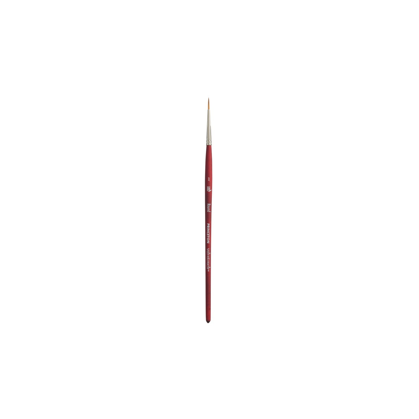 Princeton Velvetouch Round Brush, Synthetic Bristles, Short Handle Mixed Media Paintbrush, Scarlet, Size 1, 1 Count