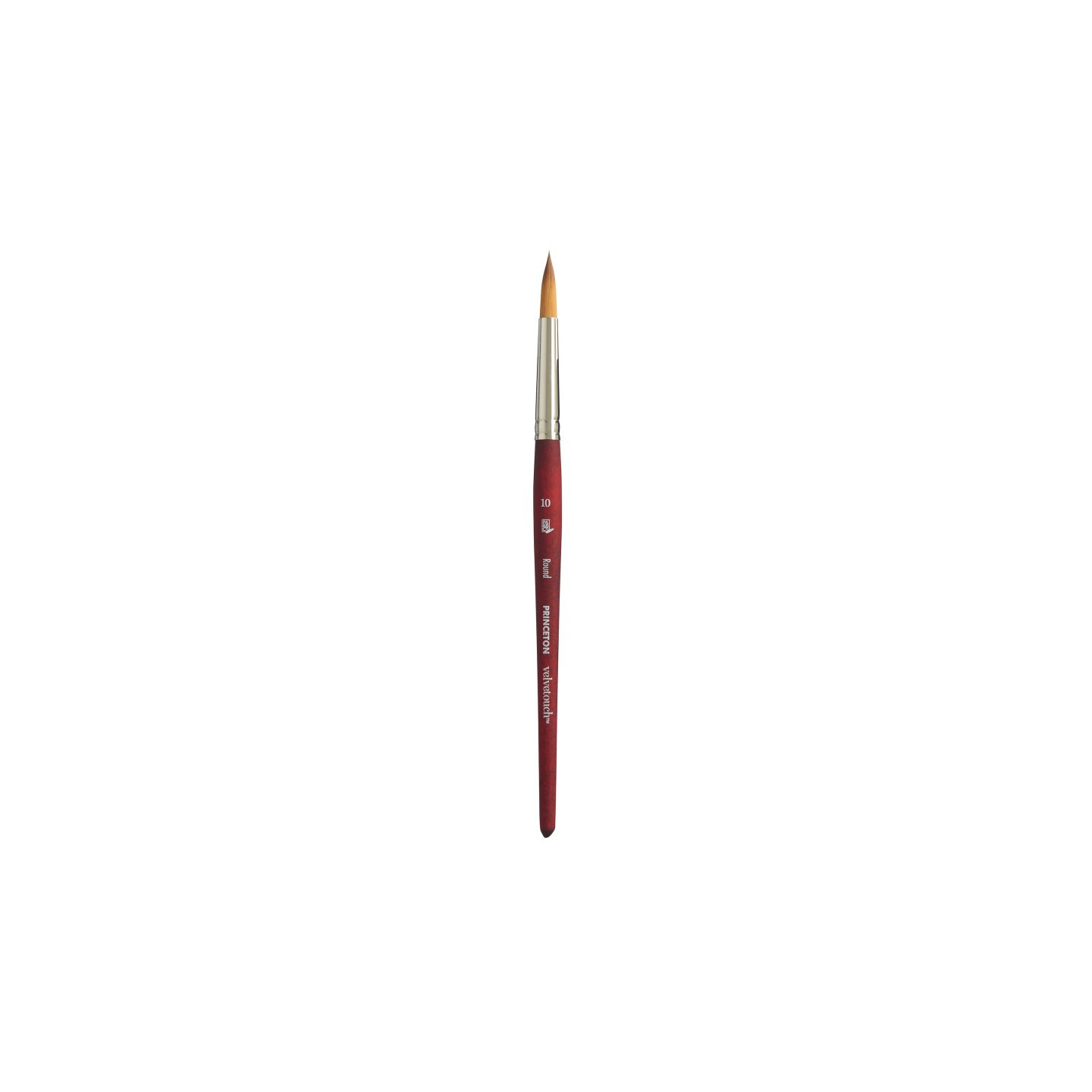 Princeton Velvetouch Round Brush, Synthetic Bristles, Short Handle Mixed Media Paintbrush, Scarlet, Size 10, 1 Count