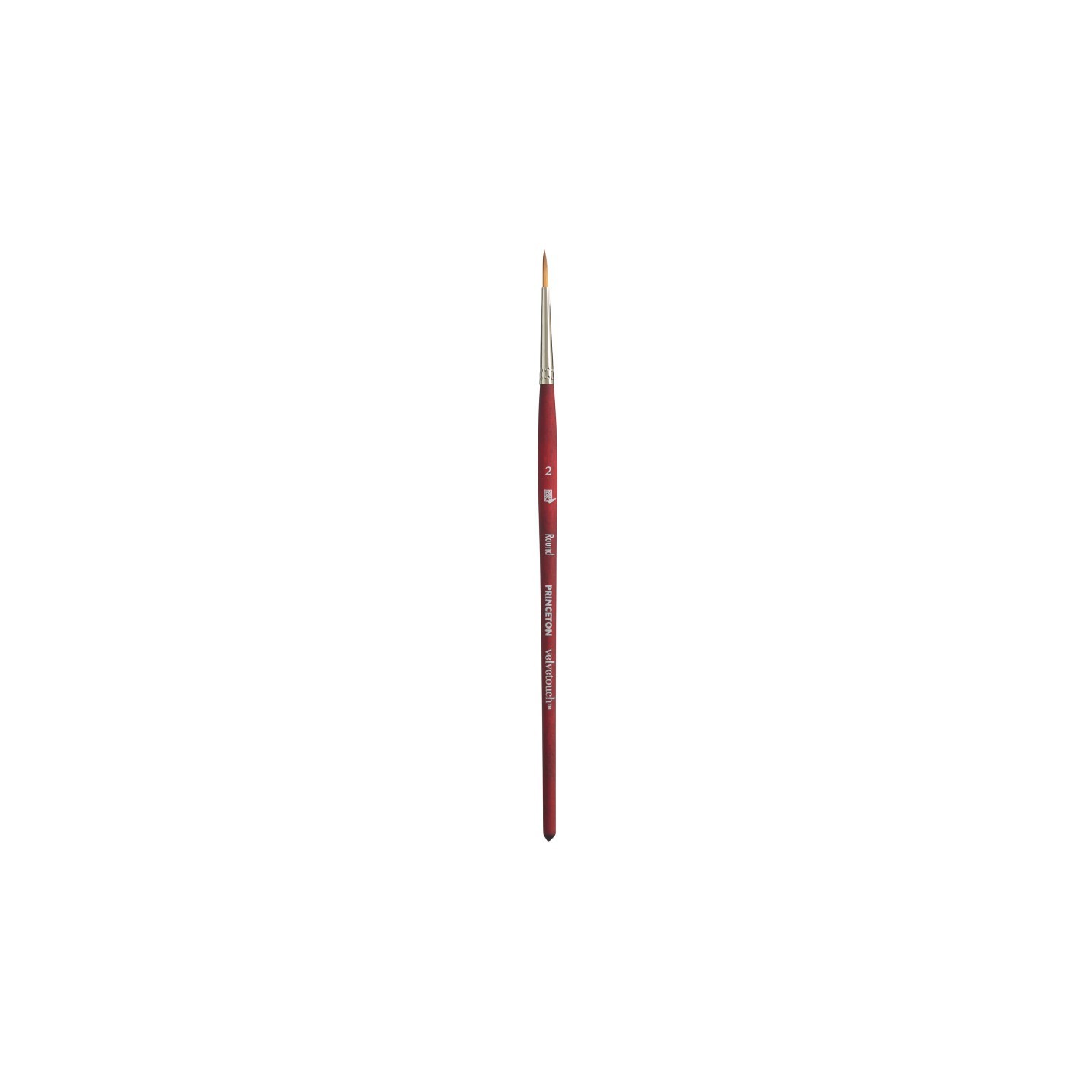 Princeton Velvetouch Round Brush, Synthetic Bristles, Short Handle Mixed Media Paintbrush, Scarlet, Size 2, 1 Count