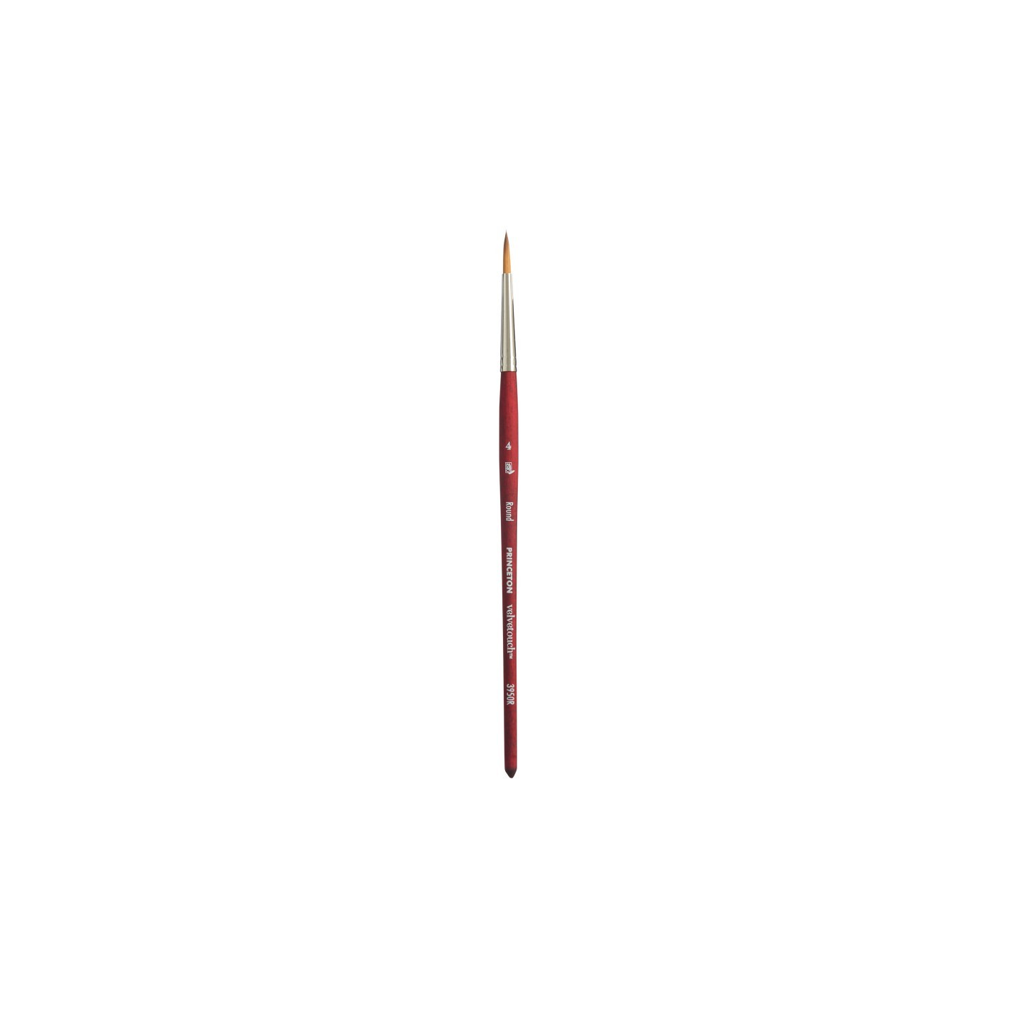 Princeton Velvetouch Round Brush, Synthetic Bristles, Short Handle Mixed Media Paintbrush, Scarlet, Size 4, 1 Count