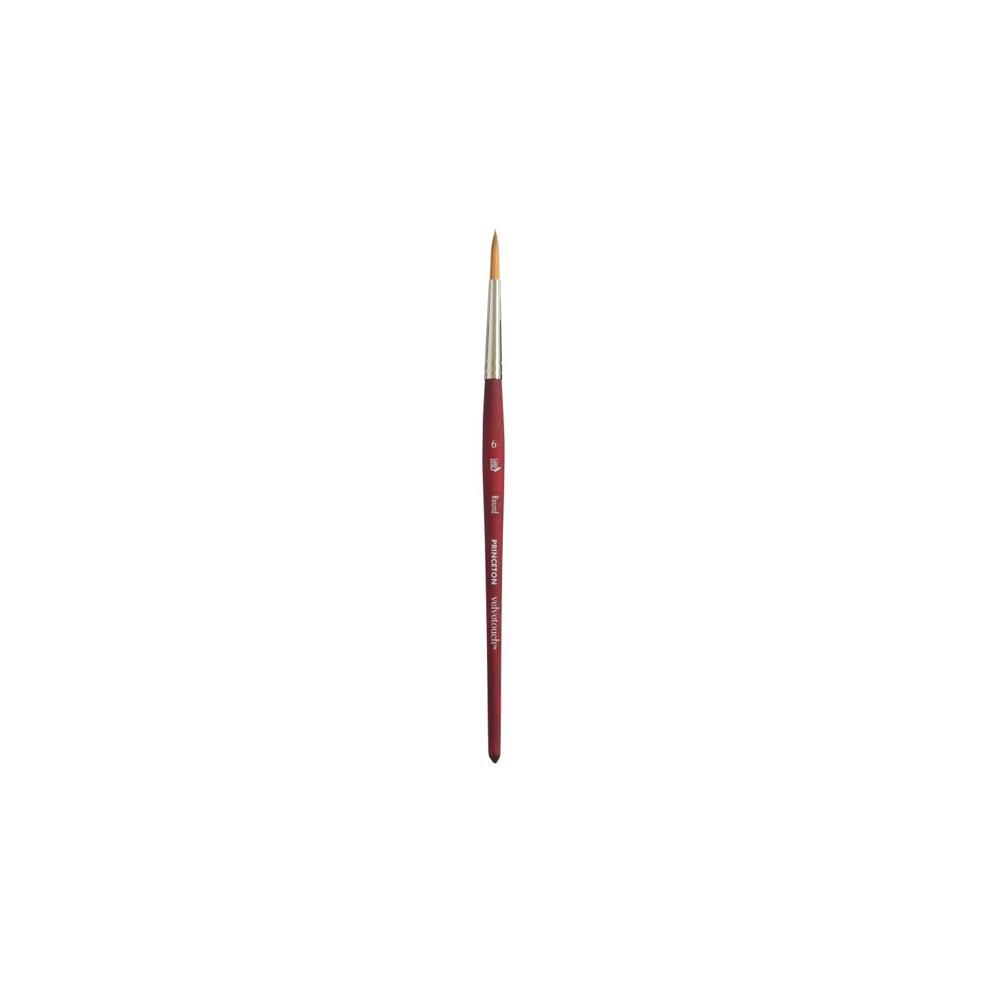 Princeton Velvetouch Round Brush, Synthetic Bristles, Short Handle Mixed Media Paintbrush, Scarlet, Size 6, 1 Count