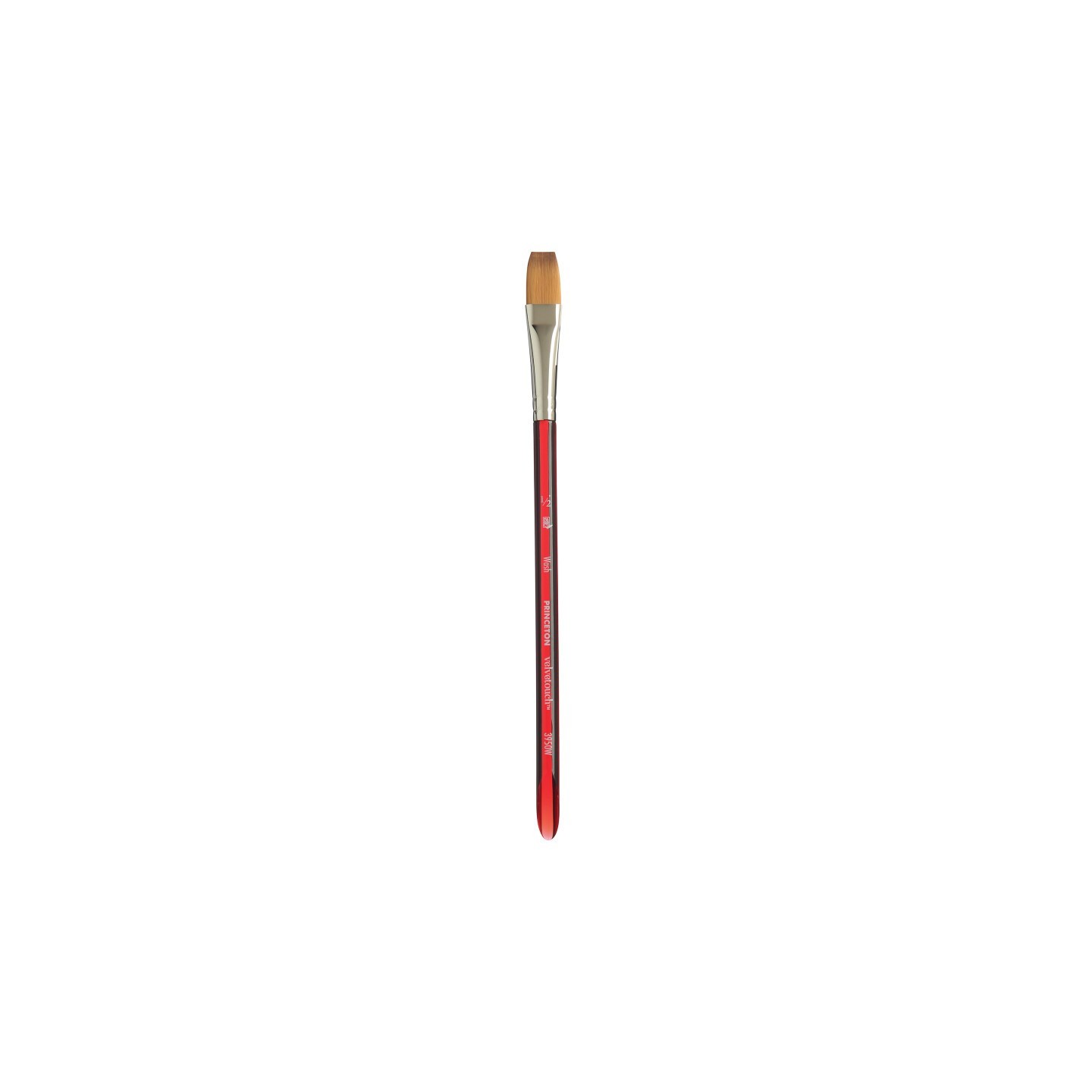 Princeton Velvetouch Wash Brush, Synthetic Bristles, Short Handle Mixed Media Paintbrush, Scarlet, Size 1/2 inch, 1 Count