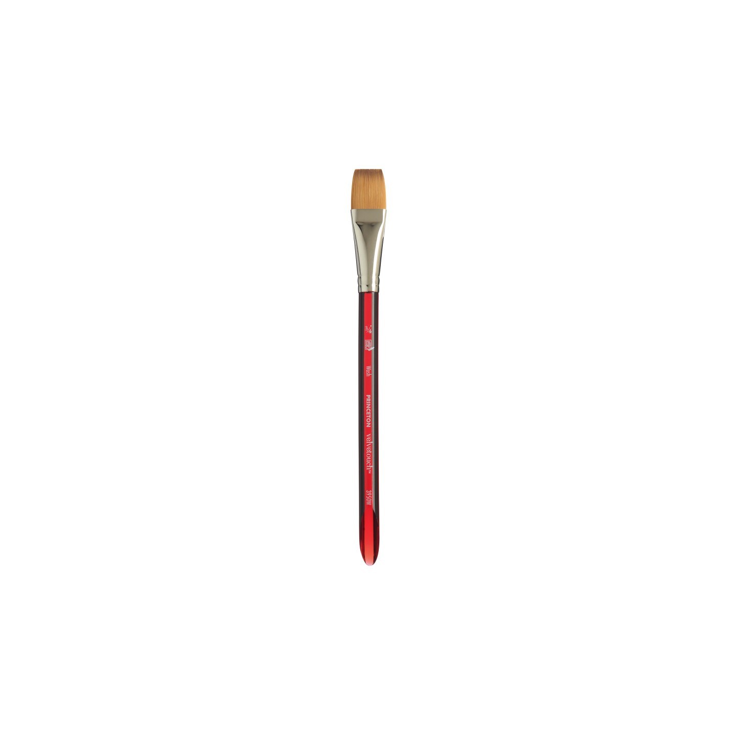 Princeton Velvetouch Wash Brush, Synthetic Bristles, Short Handle Mixed Media Paintbrush, Scarlet, Size 3/4 inch, 1 Count
