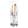 Princeton Heritage Brush Set, Synthetic Bristles, Short Handle Watercolor Paintbrush, Scarlet, 4 Pieces