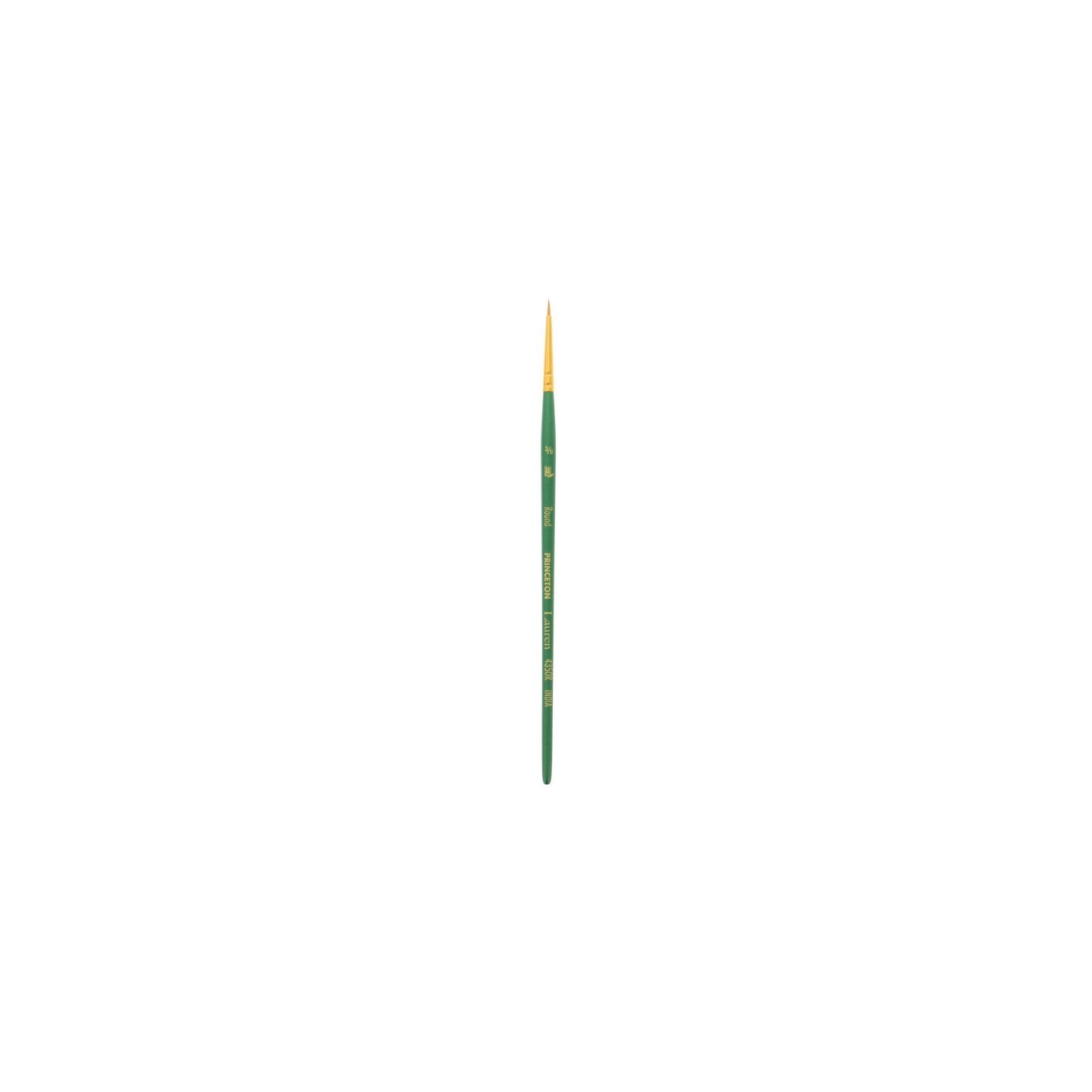 Princeton Lauren Round Brush, Synthetic Bristles, Short Handle Watercolor Paintbrush, Evergreen, Size 3/0, 1 Count