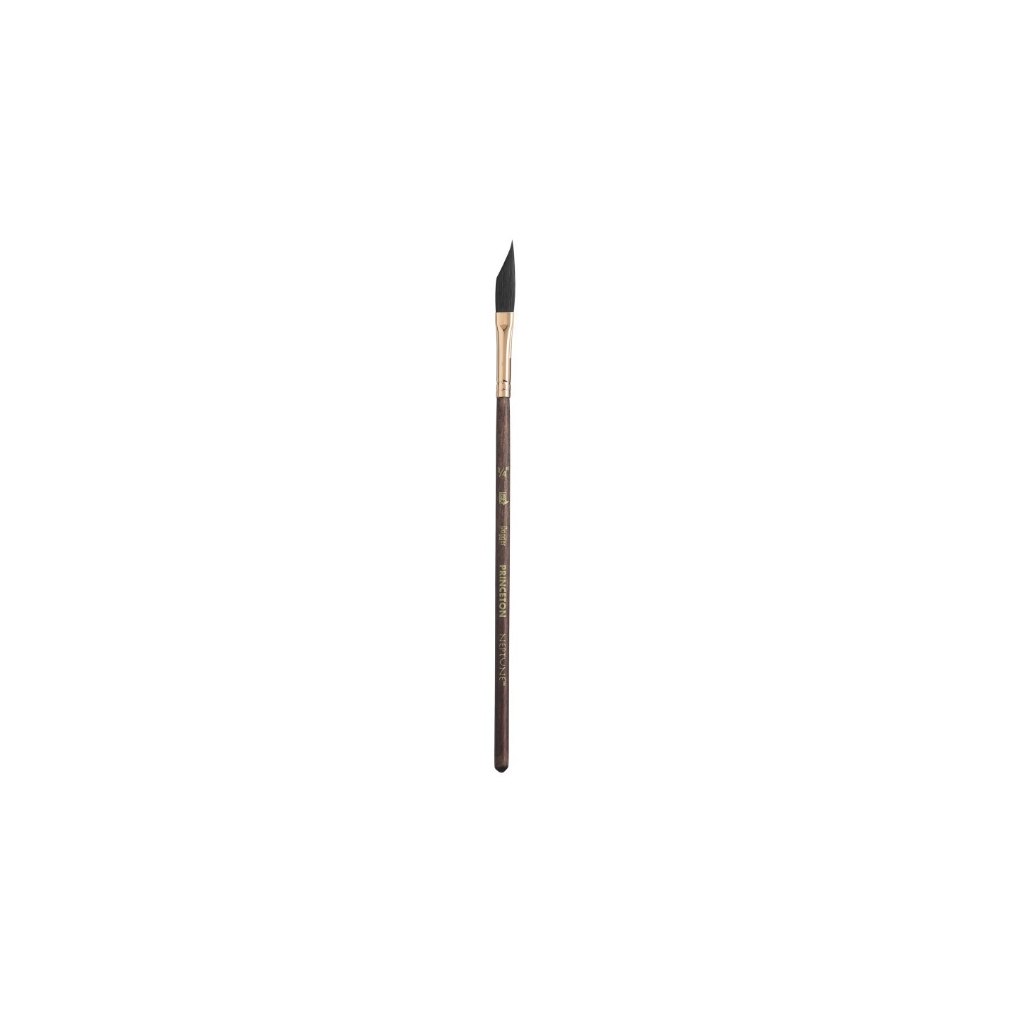 Princeton Neptune Dagger Brush, Synthetic Bristles, Short Handle Watercolor Paintbrush, Dark Wood, Size 1/4 inch, 1 Count