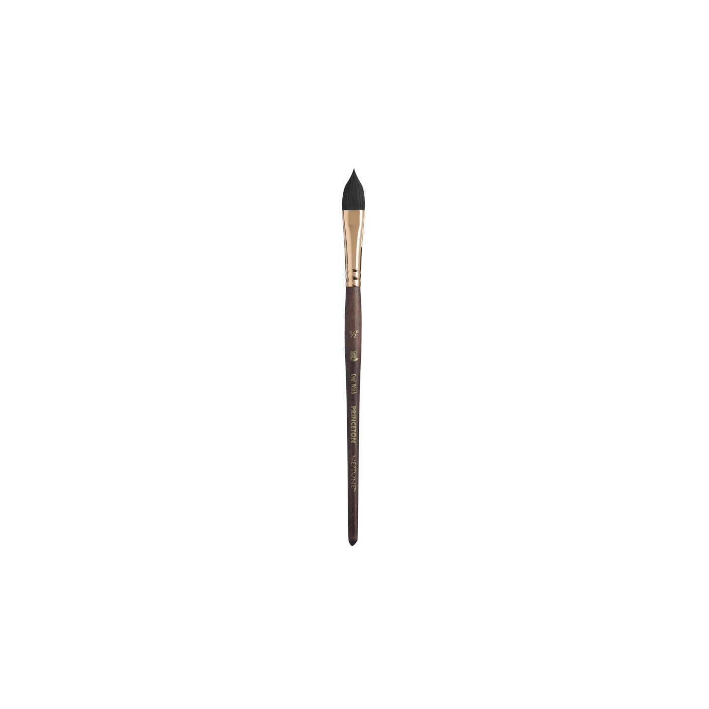 Princeton Neptune Oval Wash Brush, Synthetic Bristles, Short Handle Watercolor Paintbrush, Dark Wood, Size 1/2 inch, 1 Count