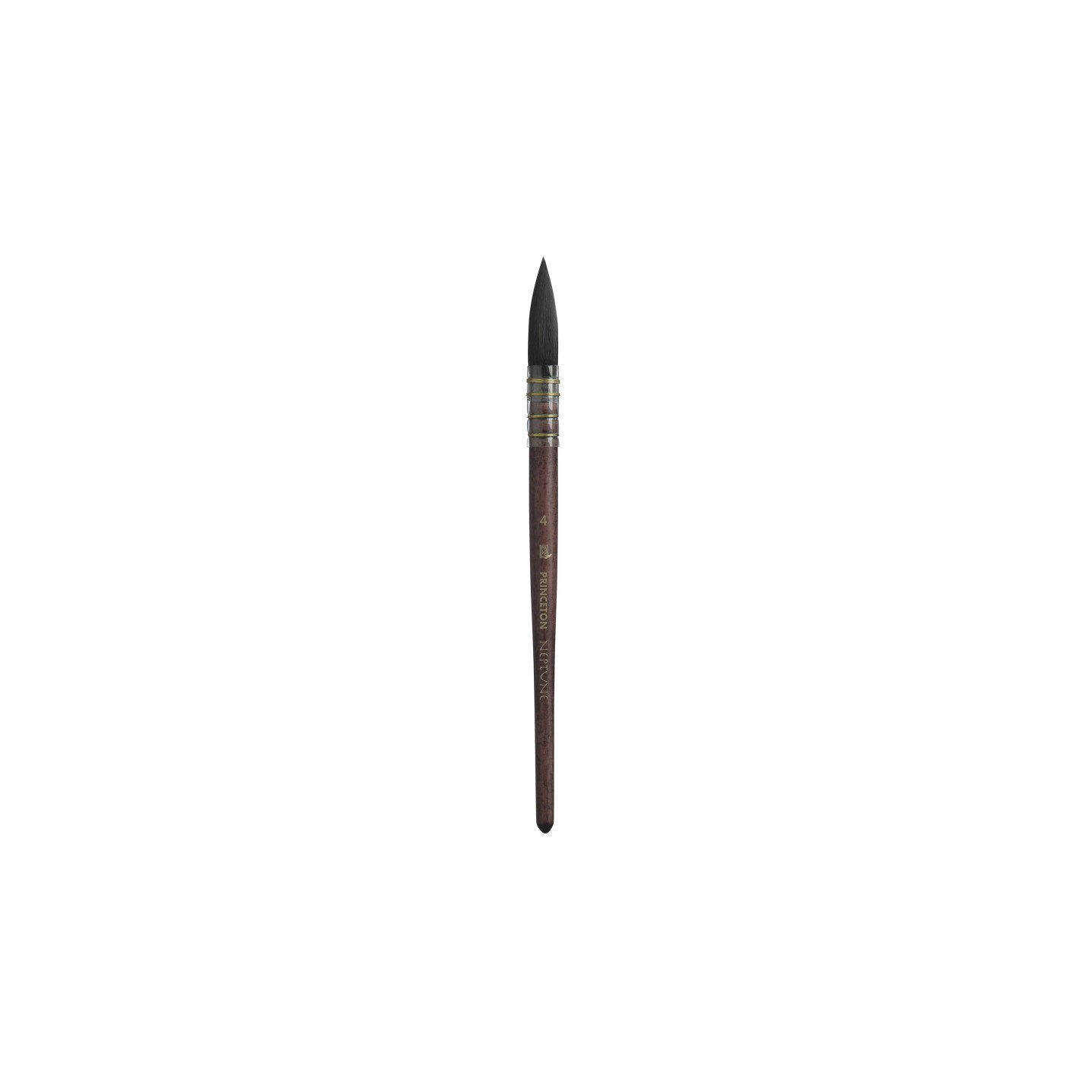 Princeton Neptune Quill Brush, Synthetic Bristles, Short Handle Watercolor Paintbrush, Dark Wood, Size 4, 1 Count