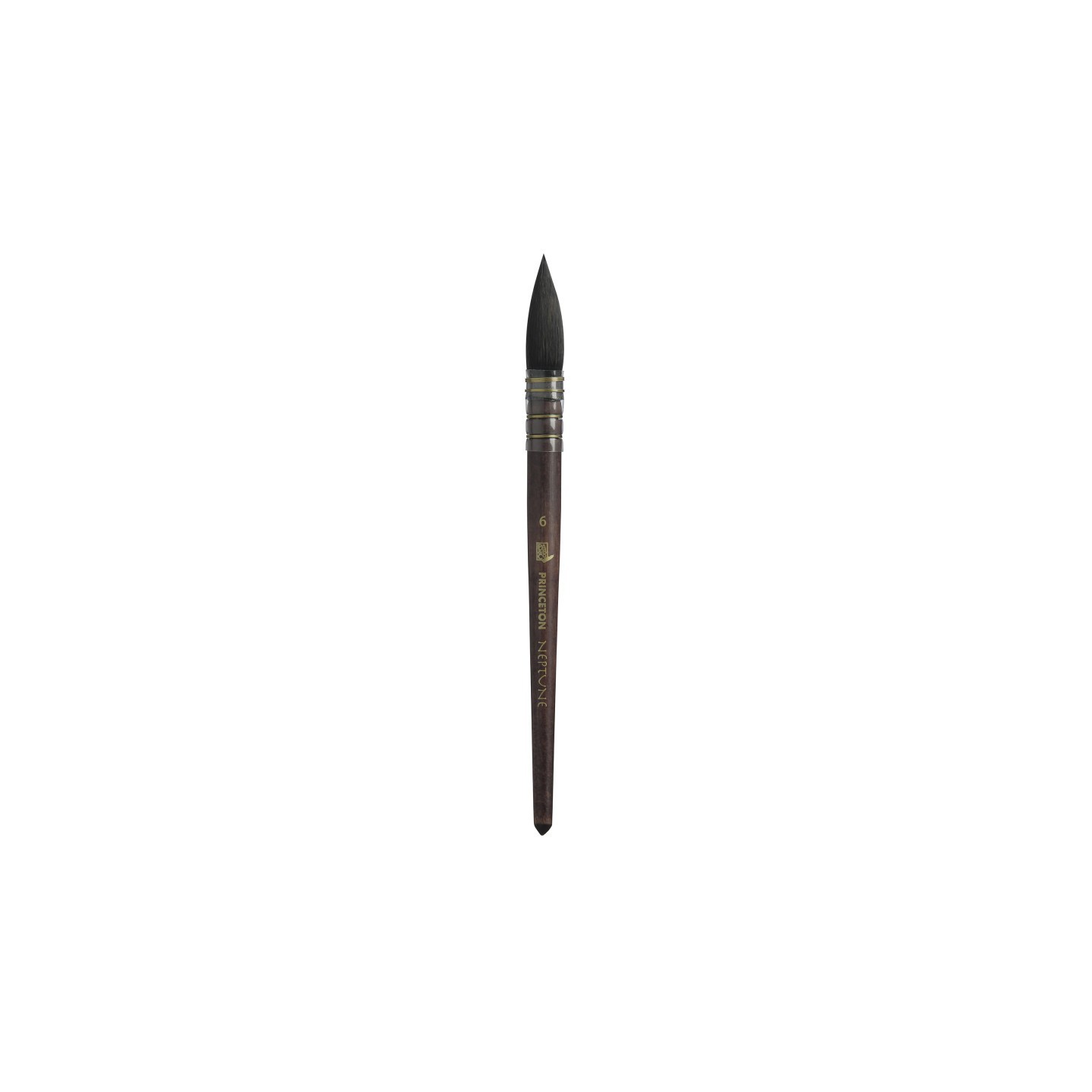 Princeton Neptune Quill Brush, Synthetic Bristles, Short Handle Watercolor Paintbrush, Dark Wood, Size 6, 1 Count