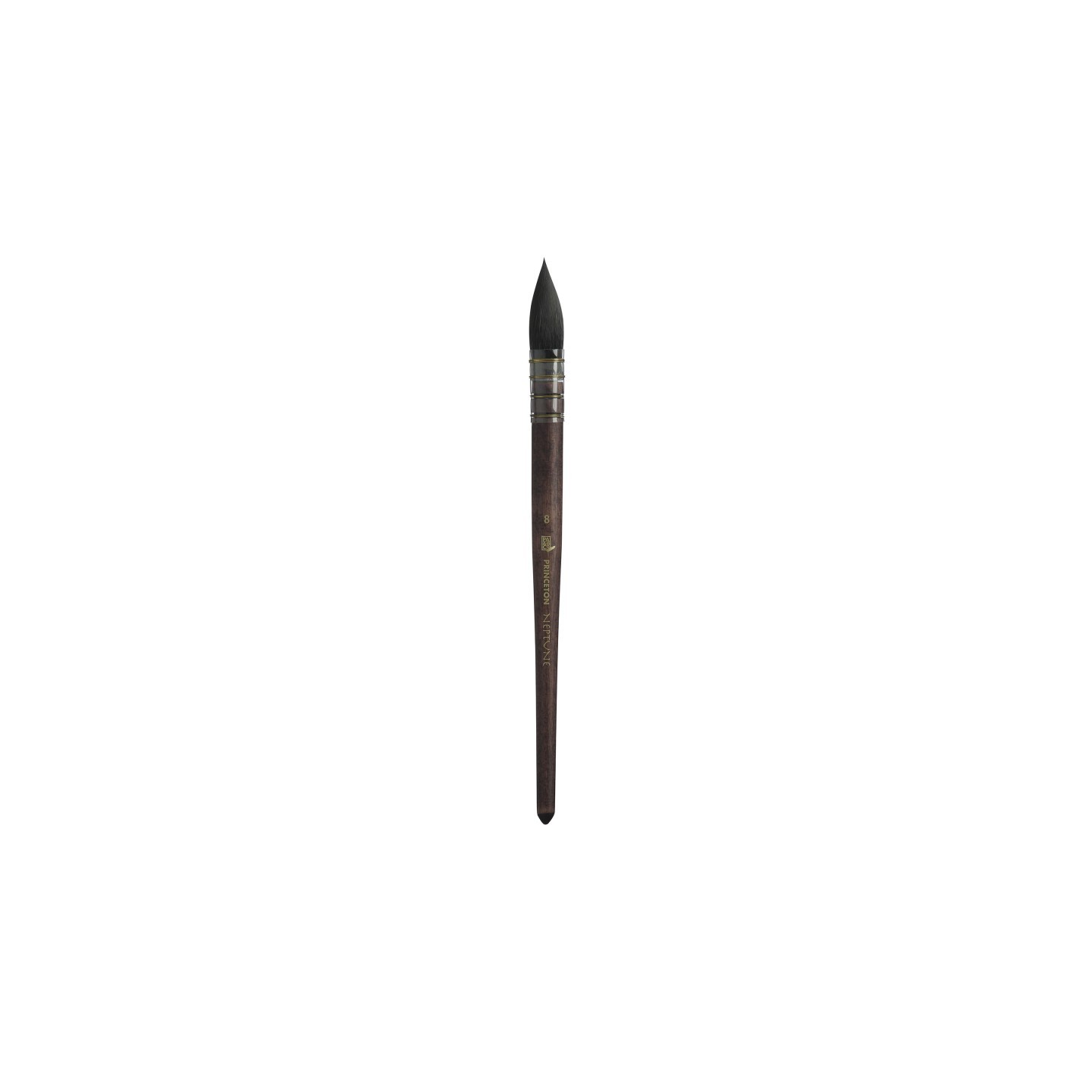 Princeton Neptune Quill Brush, Synthetic Bristles, Short Handle Watercolor Paintbrush, Dark Wood, Size 8, 1 Count