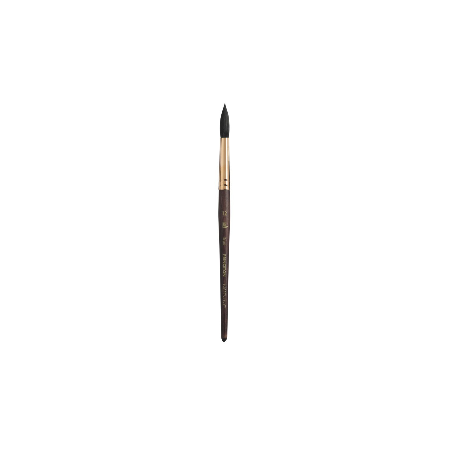 Princeton Neptune Round Brush, Synthetic Bristles, Short Handle Watercolor Paintbrush, Dark Wood, Size 12, 1 Count