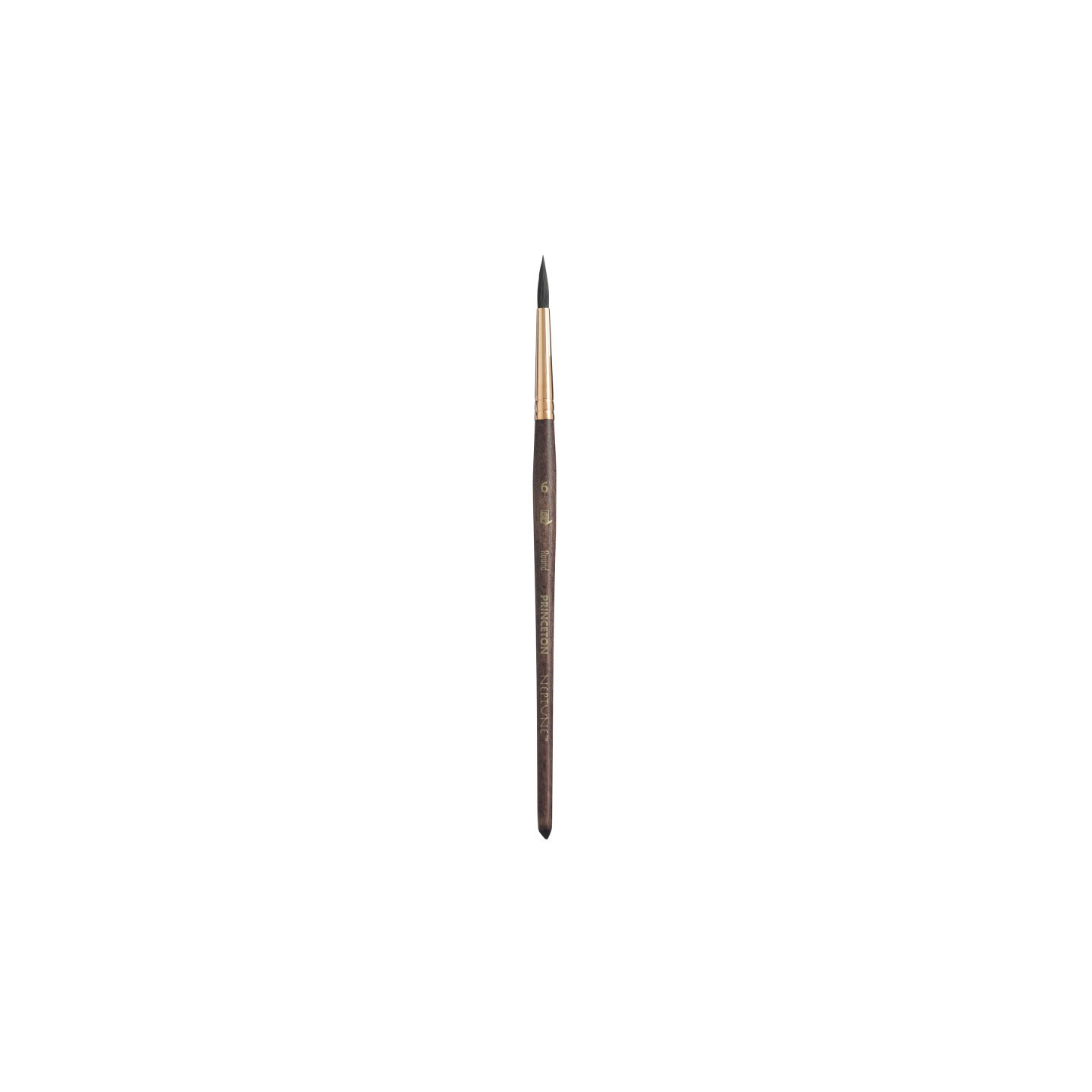 Princeton Neptune Round Brush, Synthetic Bristles, Short Handle Watercolor Paintbrush, Dark Wood, Size 6, 1 Count
