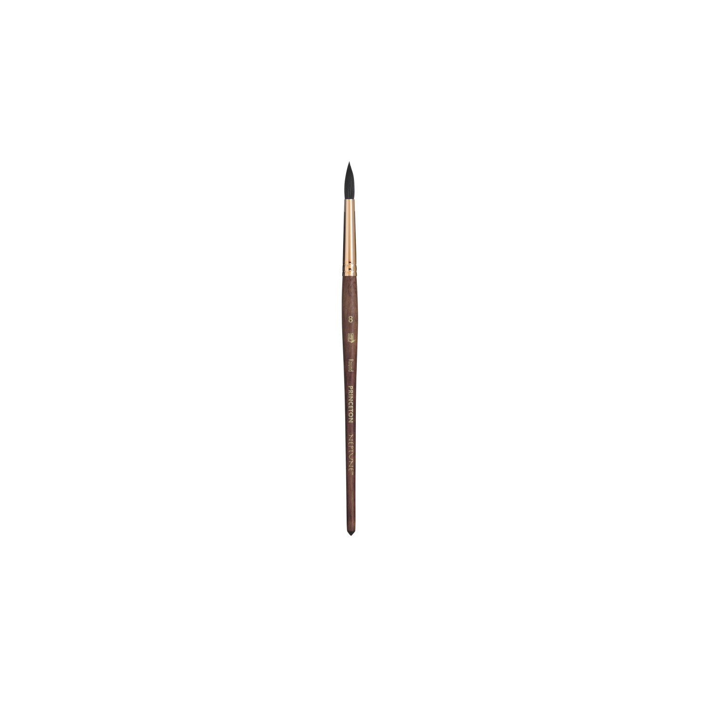 Princeton Neptune Round Brush, Synthetic Bristles, Short Handle Watercolor Paintbrush, Dark Wood, Size 8, 1 Count