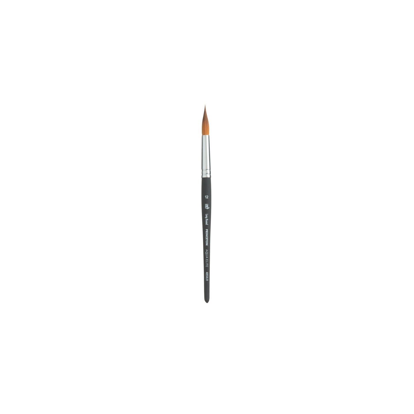 Princeton Aqua Elite Long Round Brush, Synthetic Bristles, Short Handle Watercolor Paintbrush, Matte Black, Size 12, 1 Count