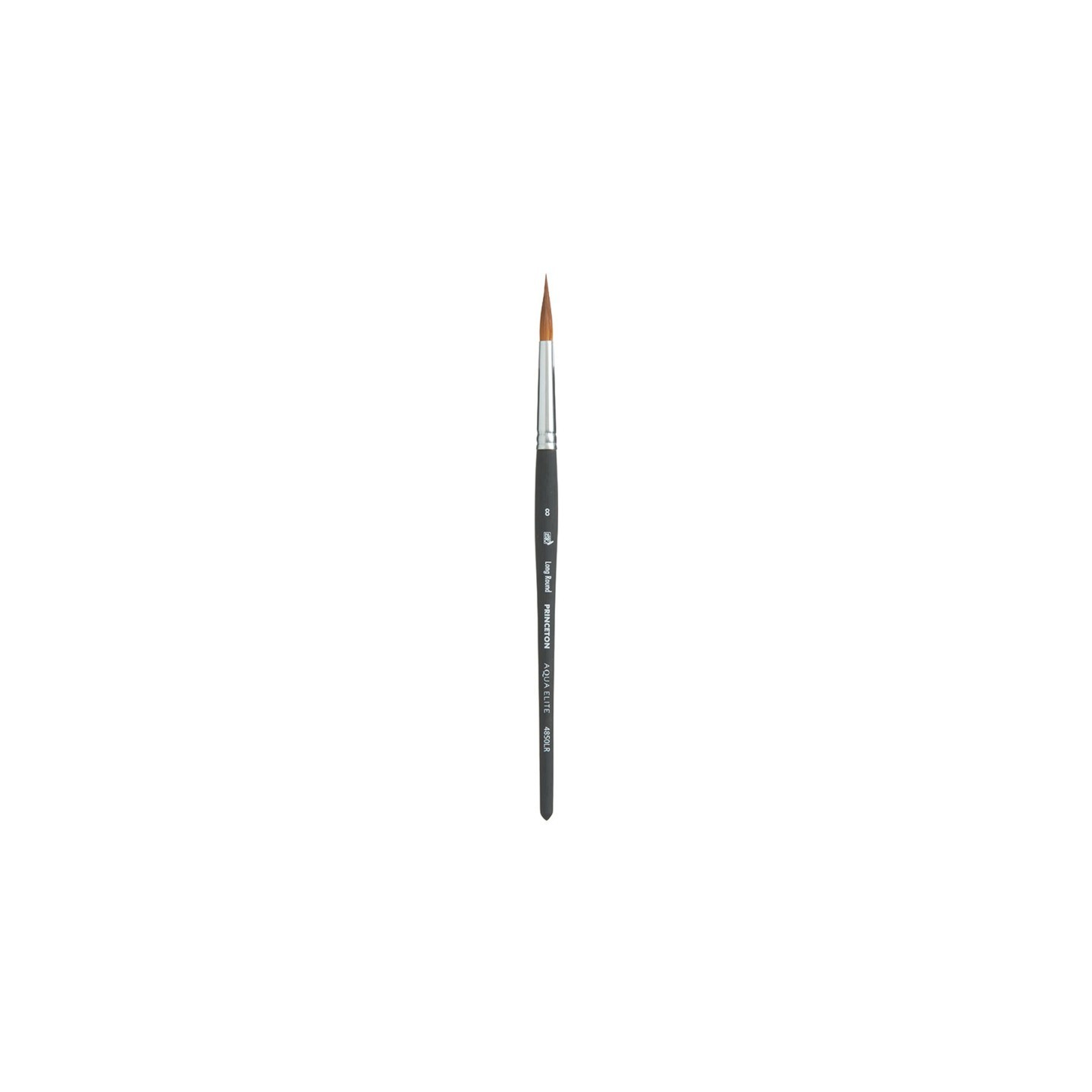 Princeton Aqua Elite Long Round Brush, Synthetic Bristles, Short Handle Watercolor Paintbrush, Matte Black, Size 8, 1 Count