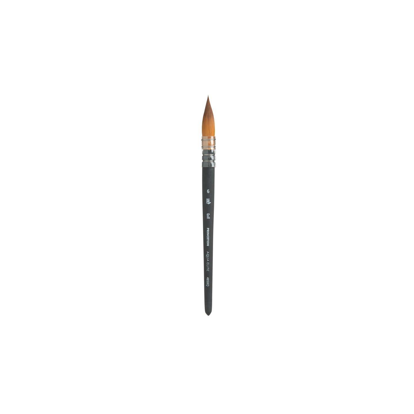 Princeton Aqua Elite Quill Brush, Synthetic Bristles, Short Handle Watercolor Paintbrush, Matte Black, Size 6, 1 Count