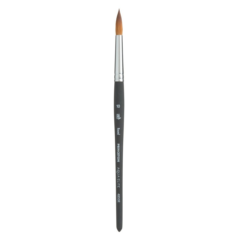 Princeton Aqua Elite Round Brush, Synthetic Bristles, Short Handle Watercolor Paintbrush, Matte Black, Size 10, 1 Count