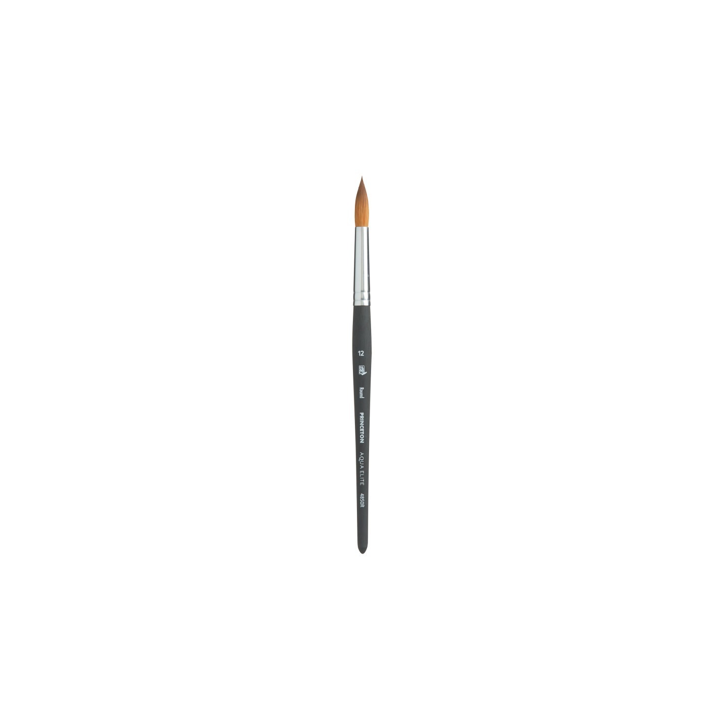 Princeton Aqua Elite Round Brush, Synthetic Bristles, Short Handle Watercolor Paintbrush, Matte Black, Size 12, 1 Count