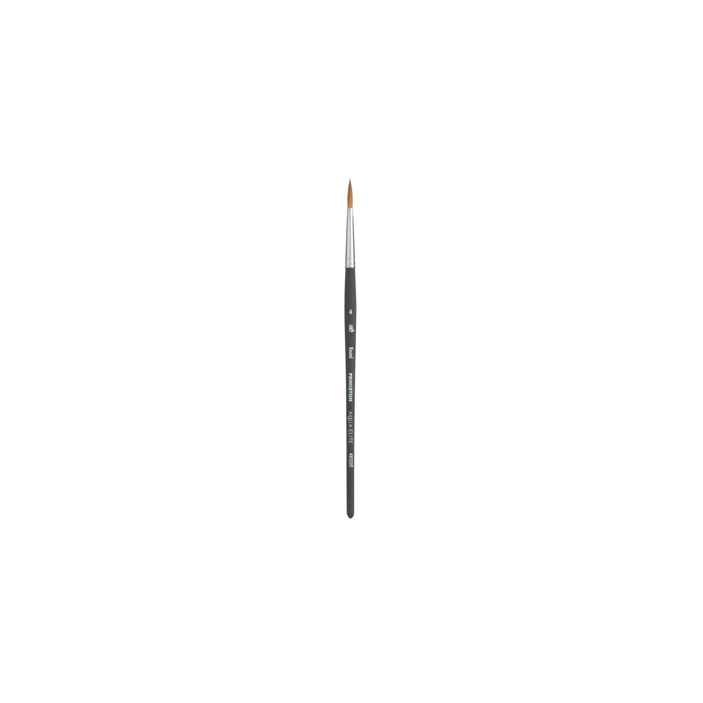 Princeton Aqua Elite Round Brush, Synthetic Bristles, Short Handle Watercolor Paintbrush, Matte Black, Size 4, 1 Count
