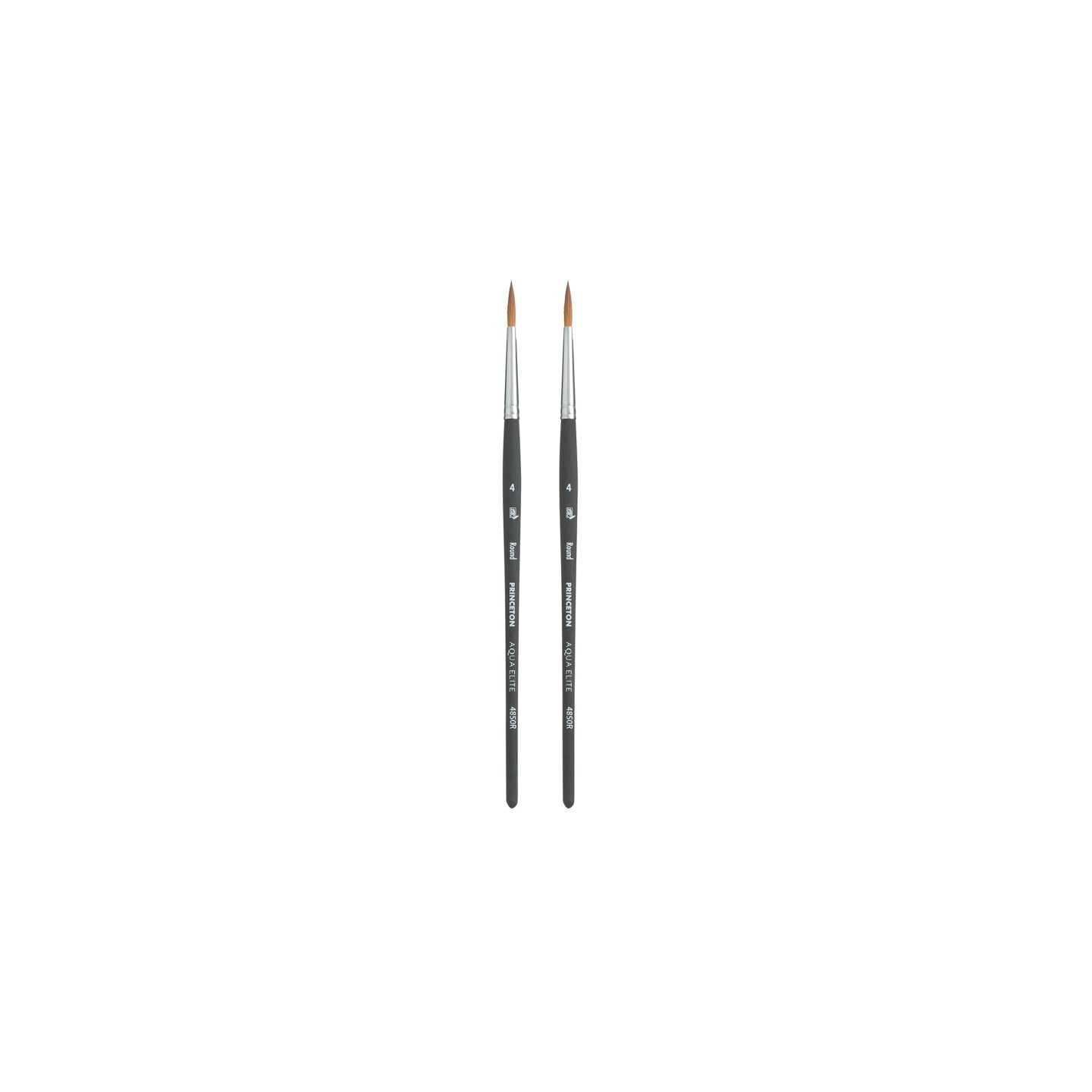 Princeton Aqua Elite Round Brush, Synthetic Bristles, Short Handle Watercolor Paintbrush, Matte Black, Size 4, Pack of 2