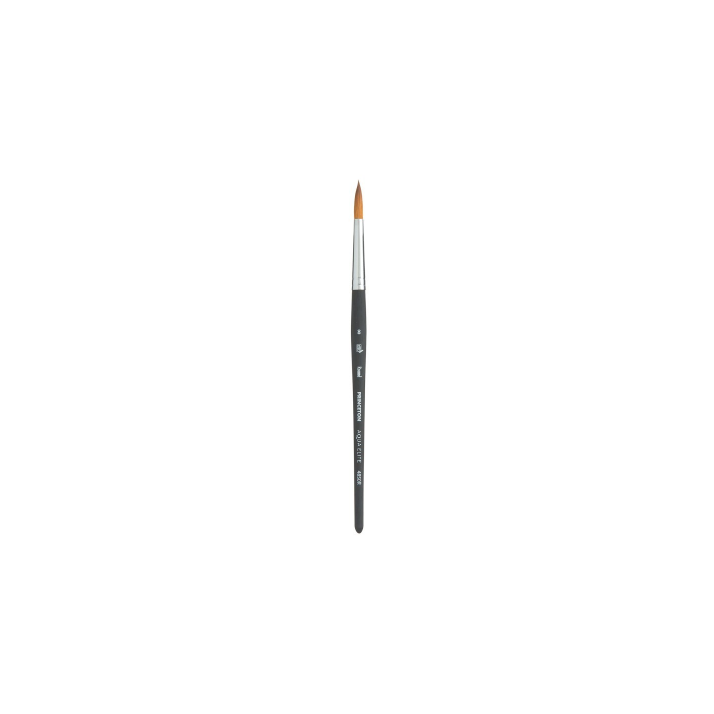 Princeton Aqua Elite Round Brush, Synthetic Bristles, Short Handle Watercolor Paintbrush, Matte Black, Size 8, 1 Count