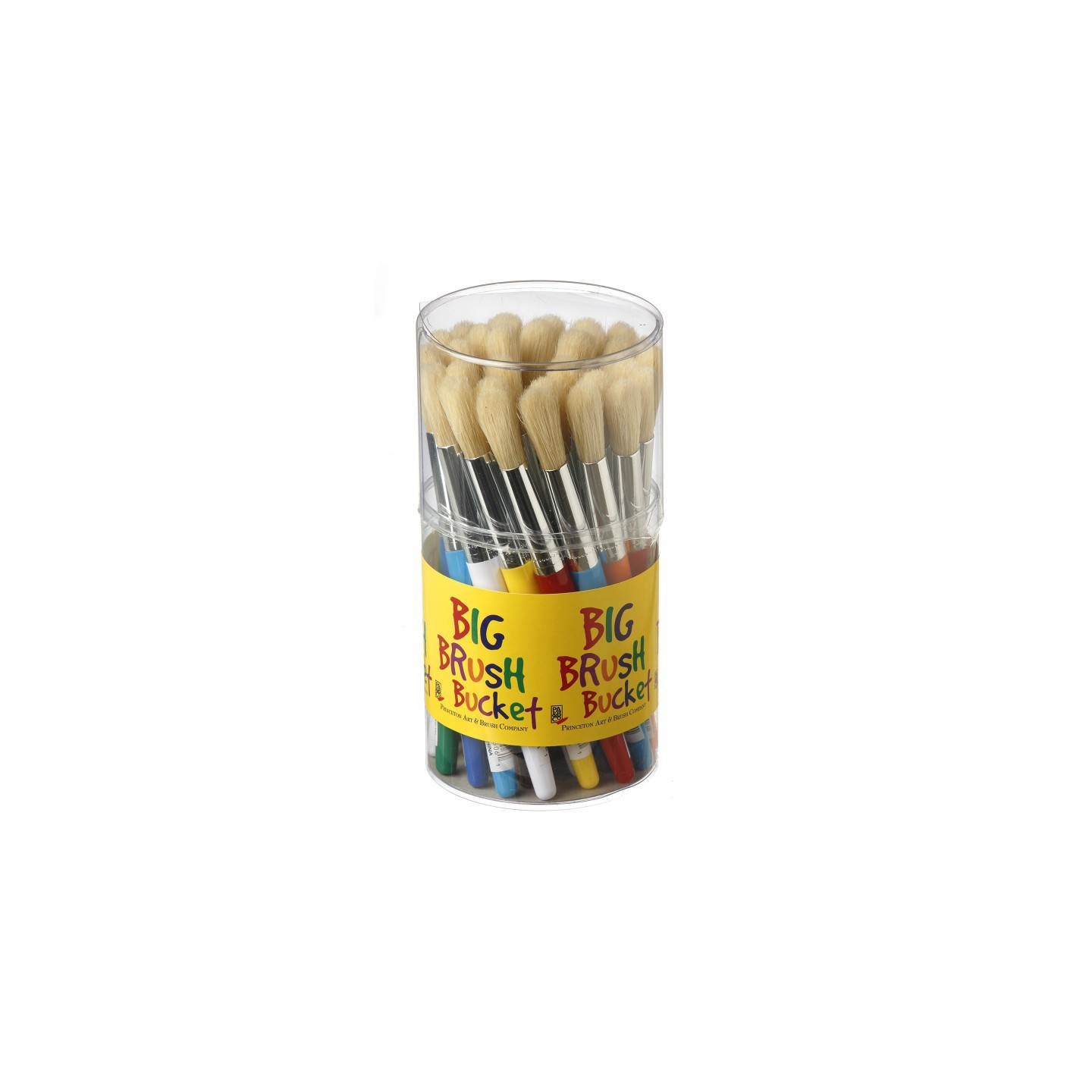 Princeton RealValue Round Bristle Kids Stubby Brush Set, Natural Bristles, Mixed Media Paintbrush, White, 30 Pieces