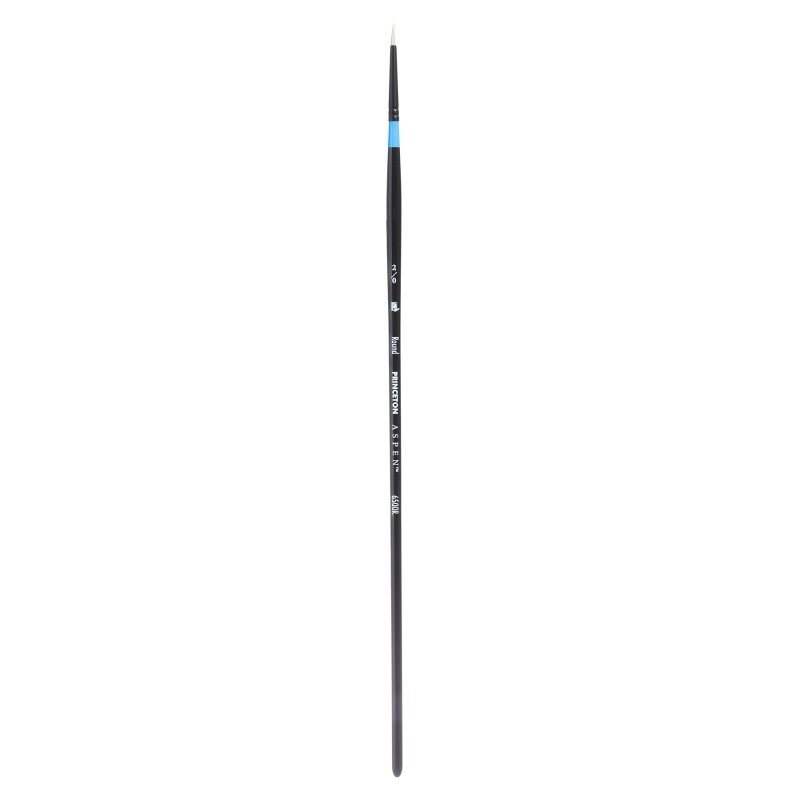 Princeton Aspen Round Brush, Synthetic Bristles, Long Handle Acrylic & Oil Paintbrush, Black, Size 2/0, 1 Count