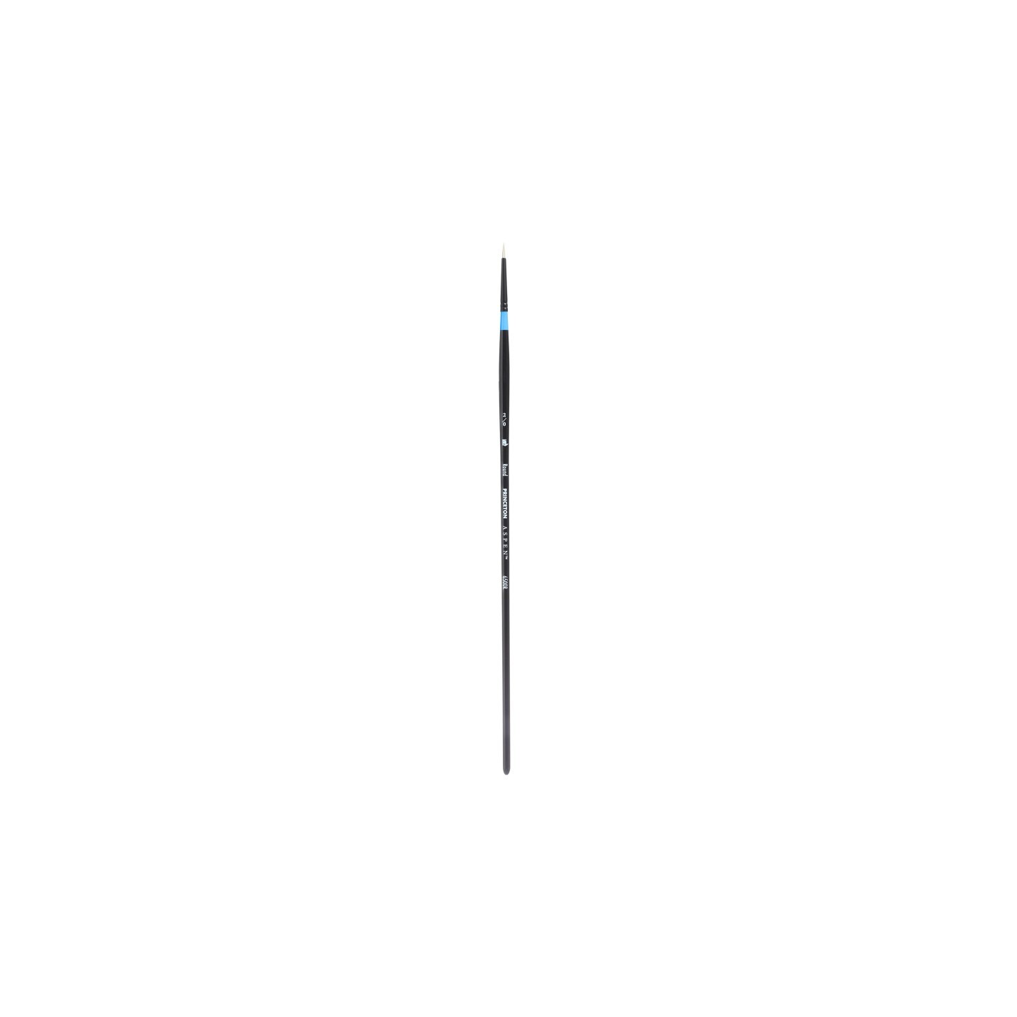 Princeton Aspen Round Brush, Synthetic Bristles, Long Handle Acrylic & Oil Paintbrush, Black, Size 2/0, 1 Count