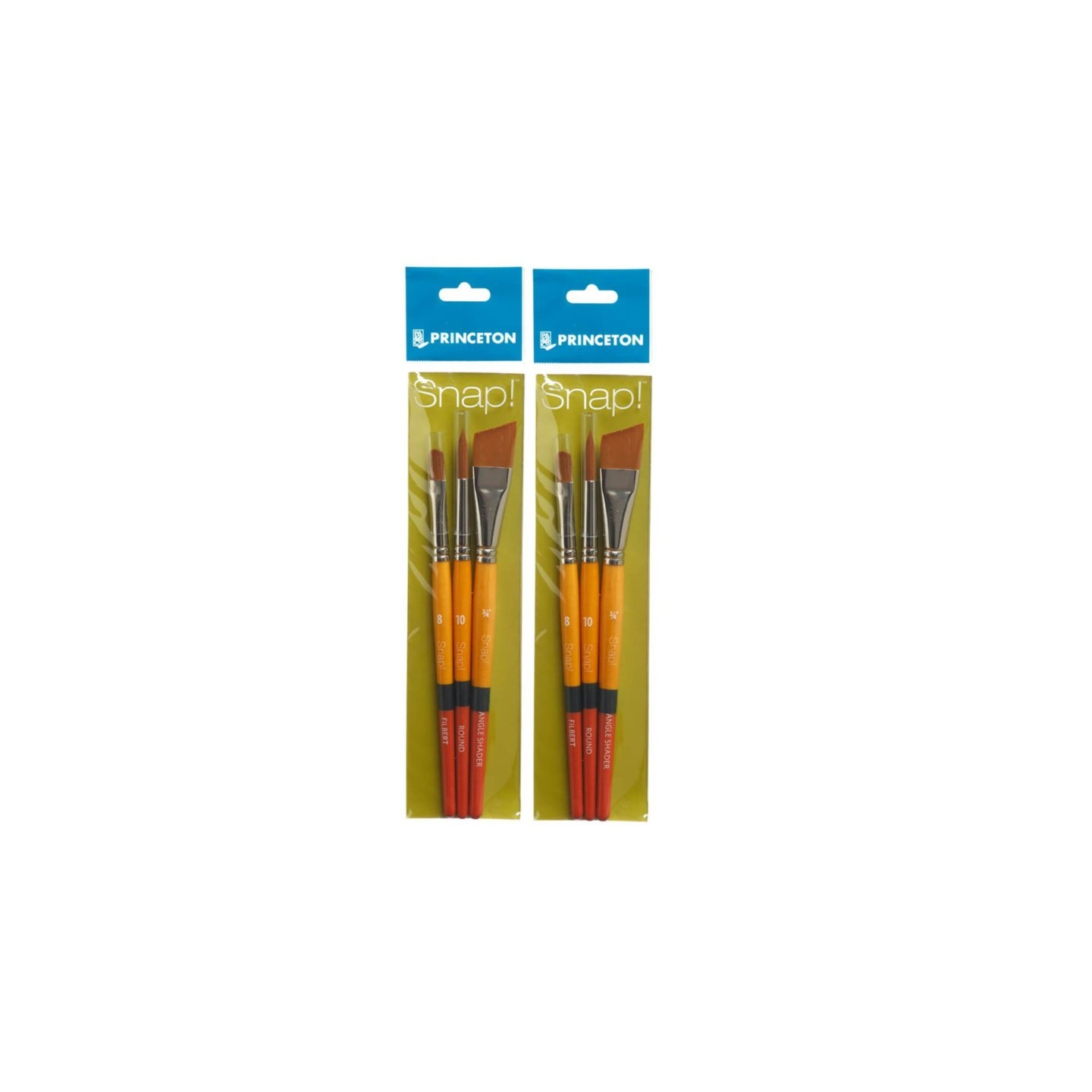 Princeton Snap! Brush Set No. 1, Synthetic Bristles, Short Handle Mixed Media Paintbrush, Multicolor, 3 Per Set, 2 Sets