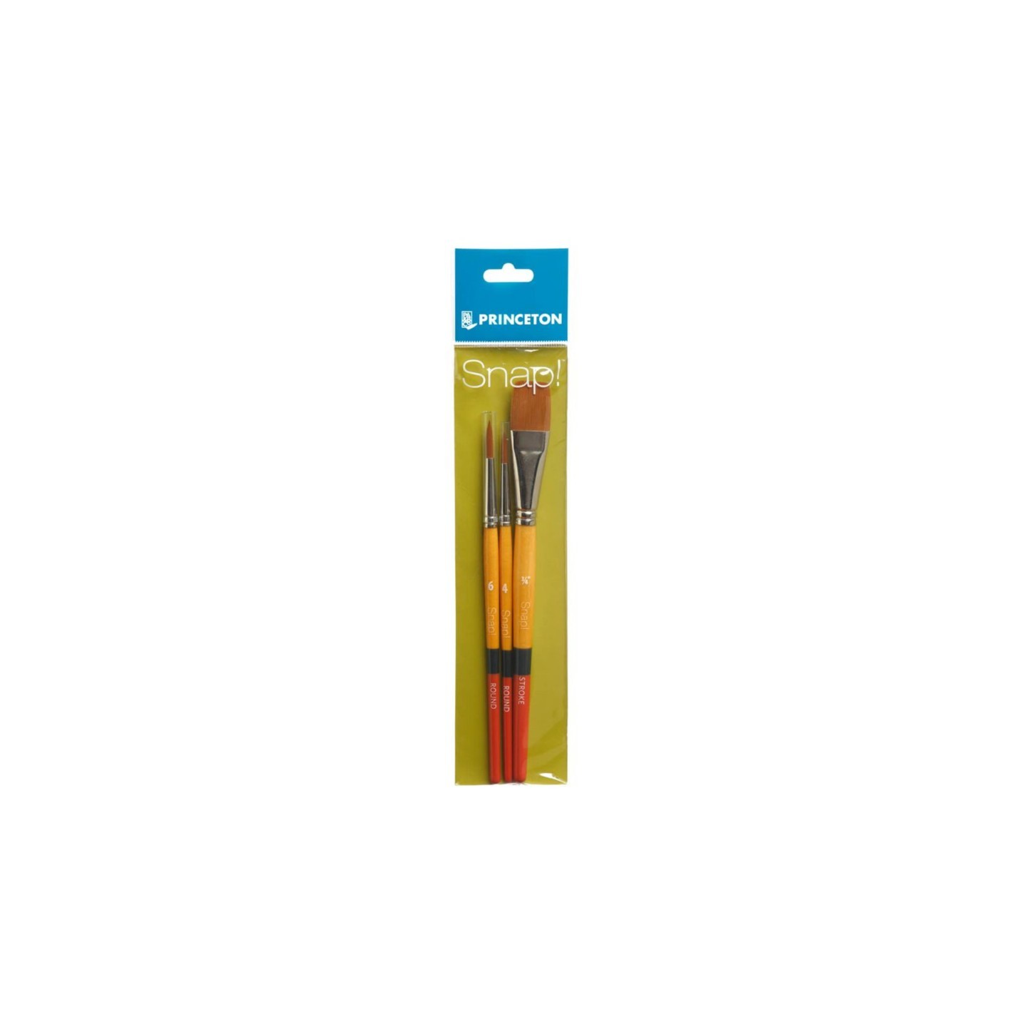 Princeton Snap! Brush Set No. 2, Synthetic Bristles, Short Handle Mixed Media Paintbrush, Multicolor, 3 Pieces
